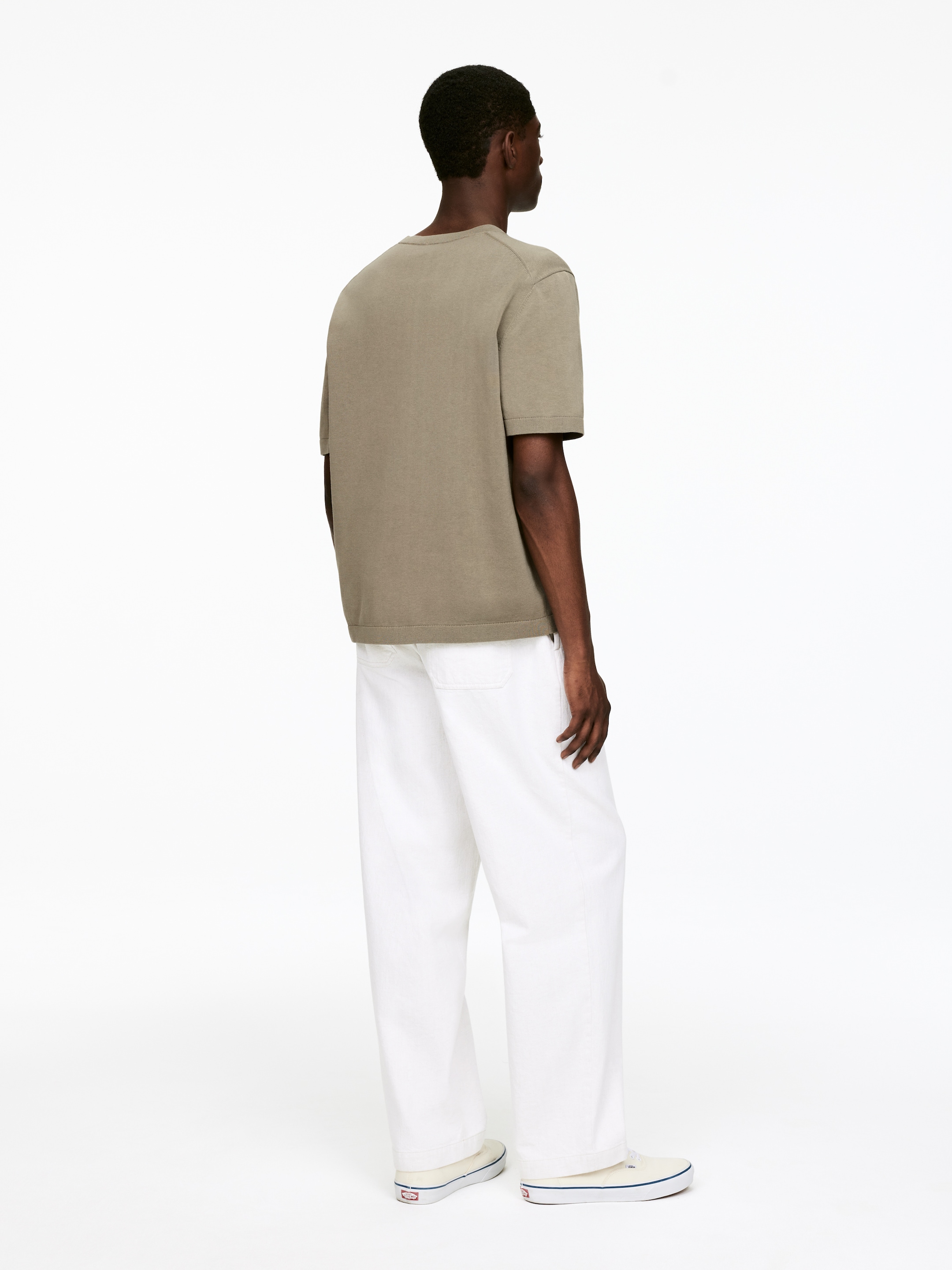 Se større billede: Finstrikket T-shirt i bomuld - Kakigrøn - HERRE | H&M DK 3