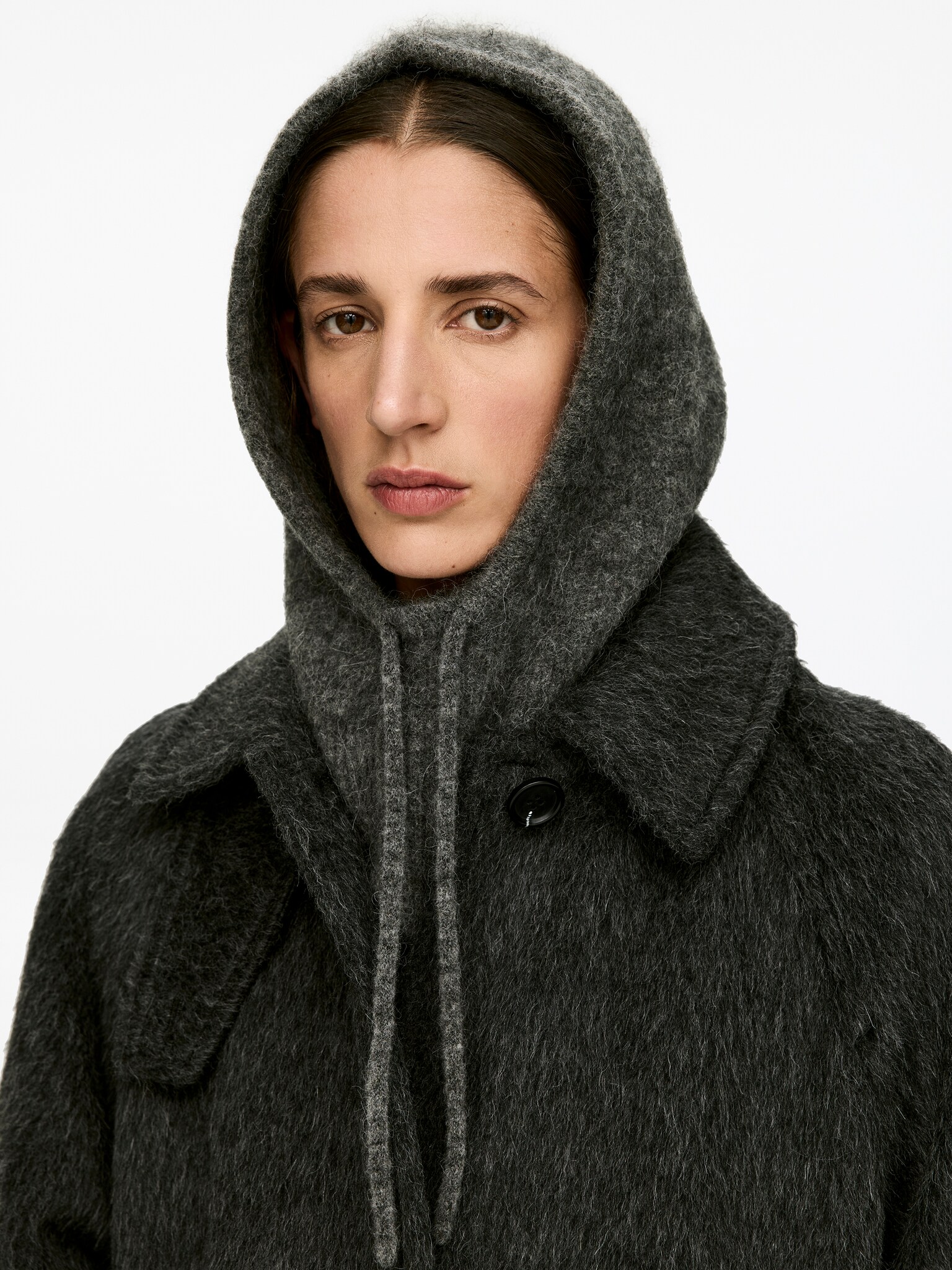 Cagoule en mélange de laine et d'alpaga - gris/Noir/Rouille - 1