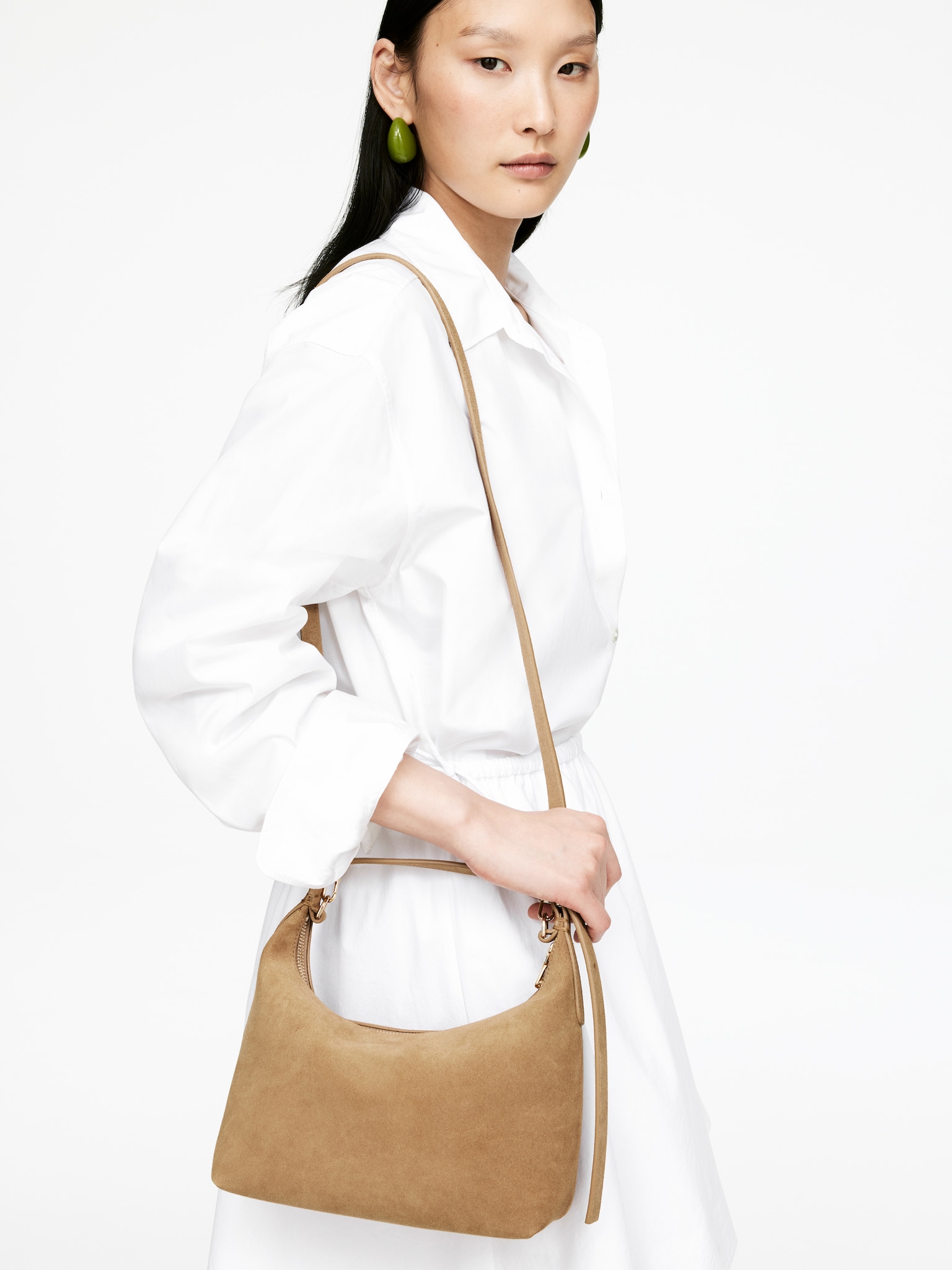 Suede Bag - Beige/Dark Brown/Brown/Khaki Green