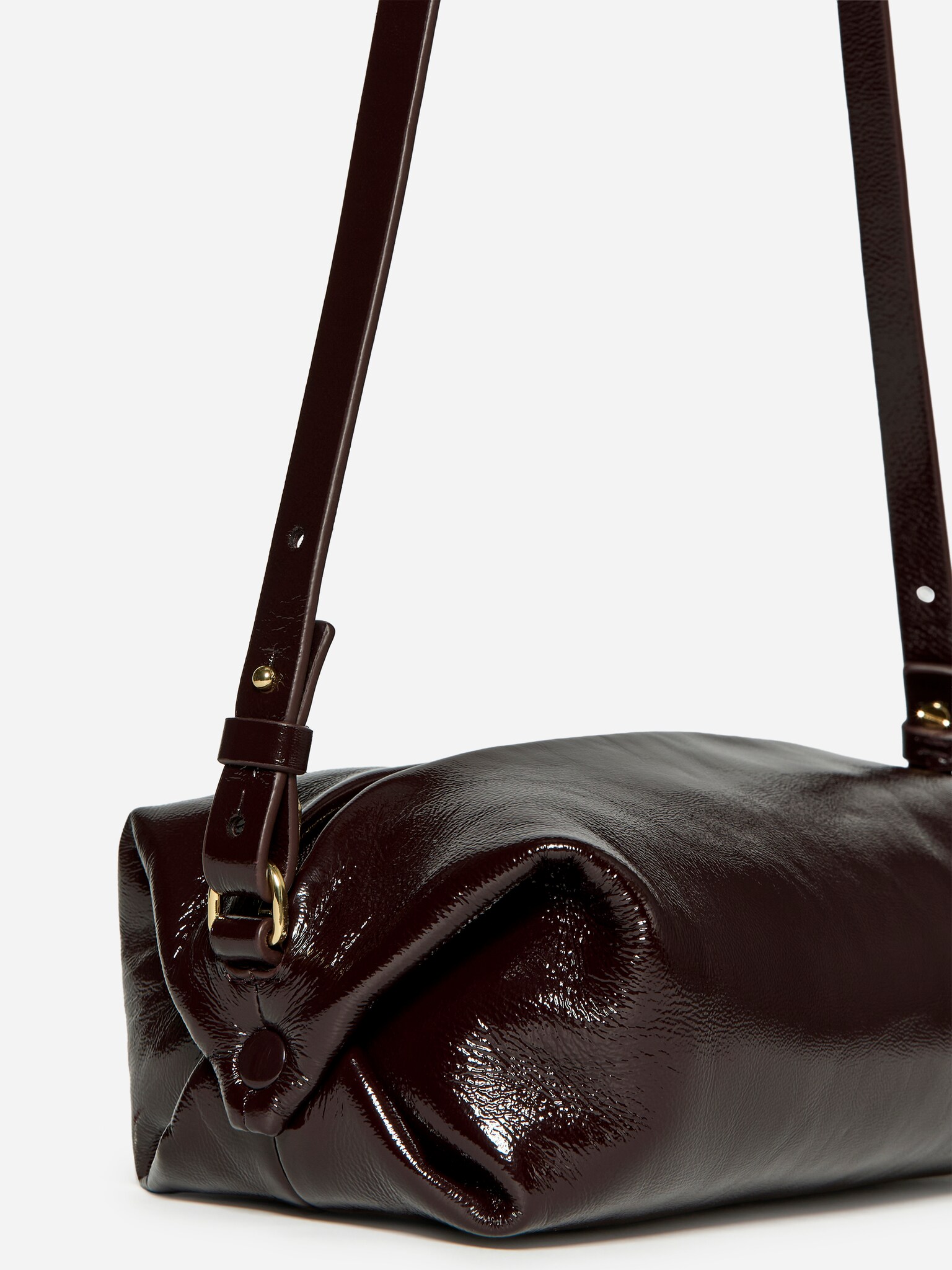 Lakierowana torebka crossbody - Ciemnoczerwony - 6