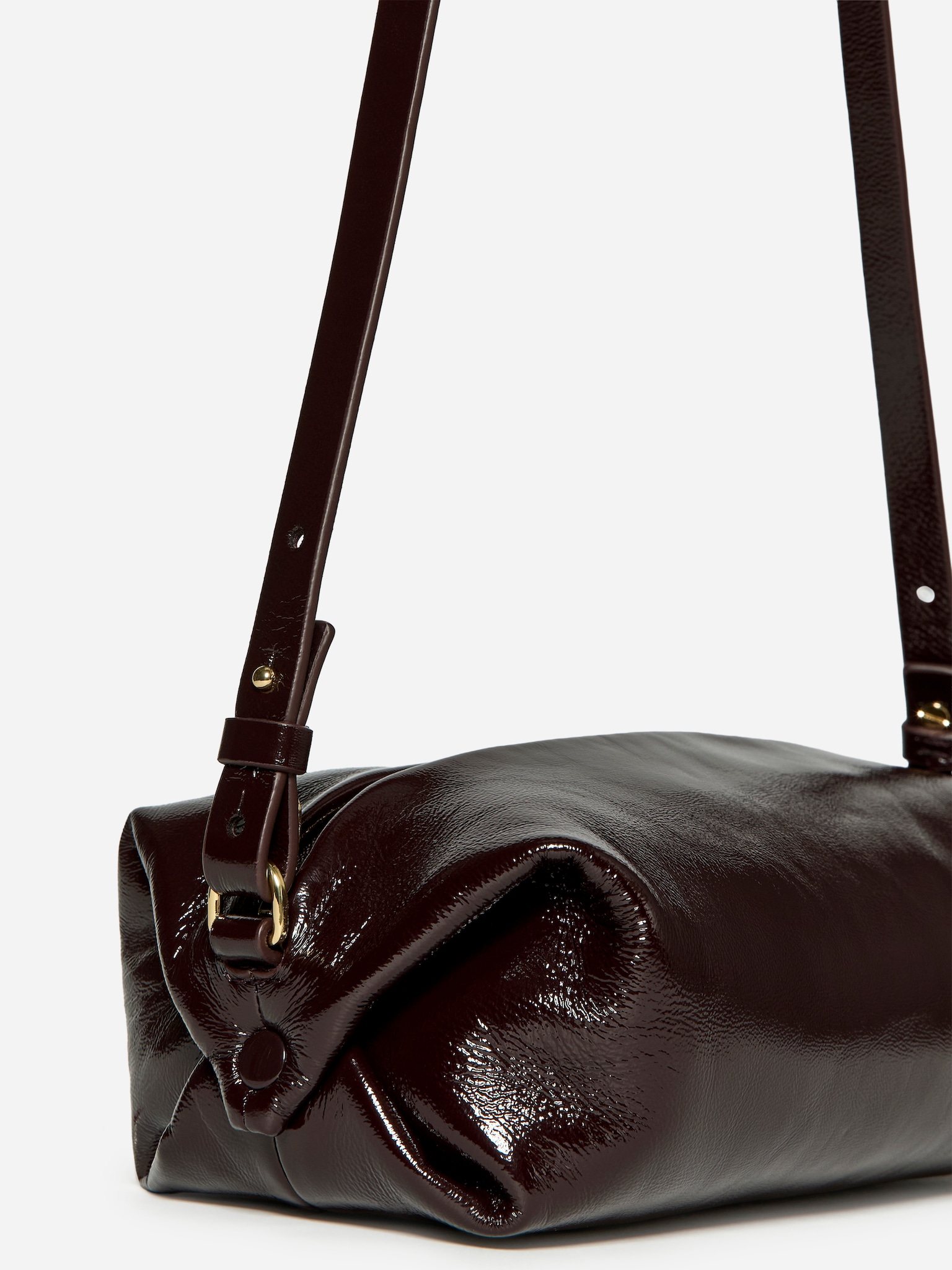 Lacquered Crossbody Bag - Burgundy - 5