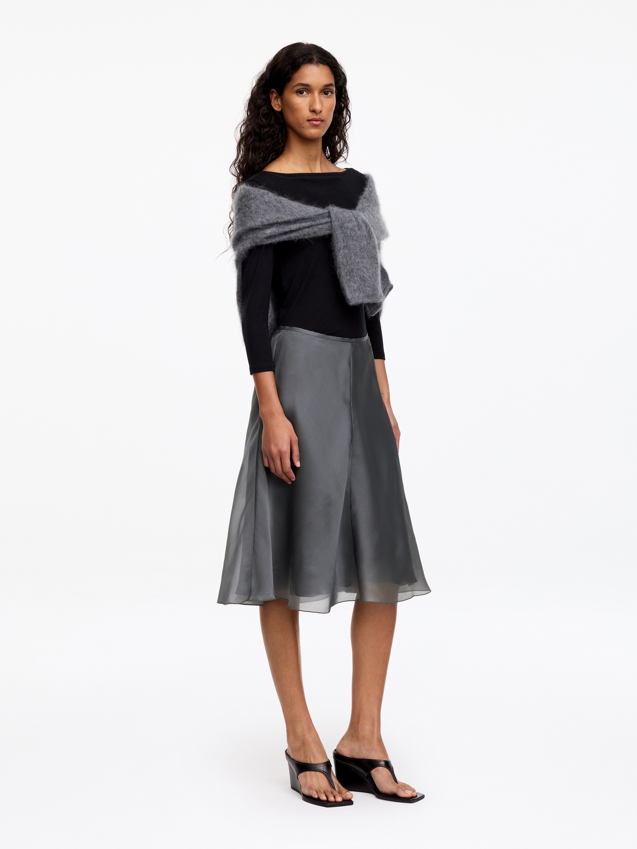 Falda de organza de seda - Gris - Corte estándar - women - StillMedia/Lookbook - 2