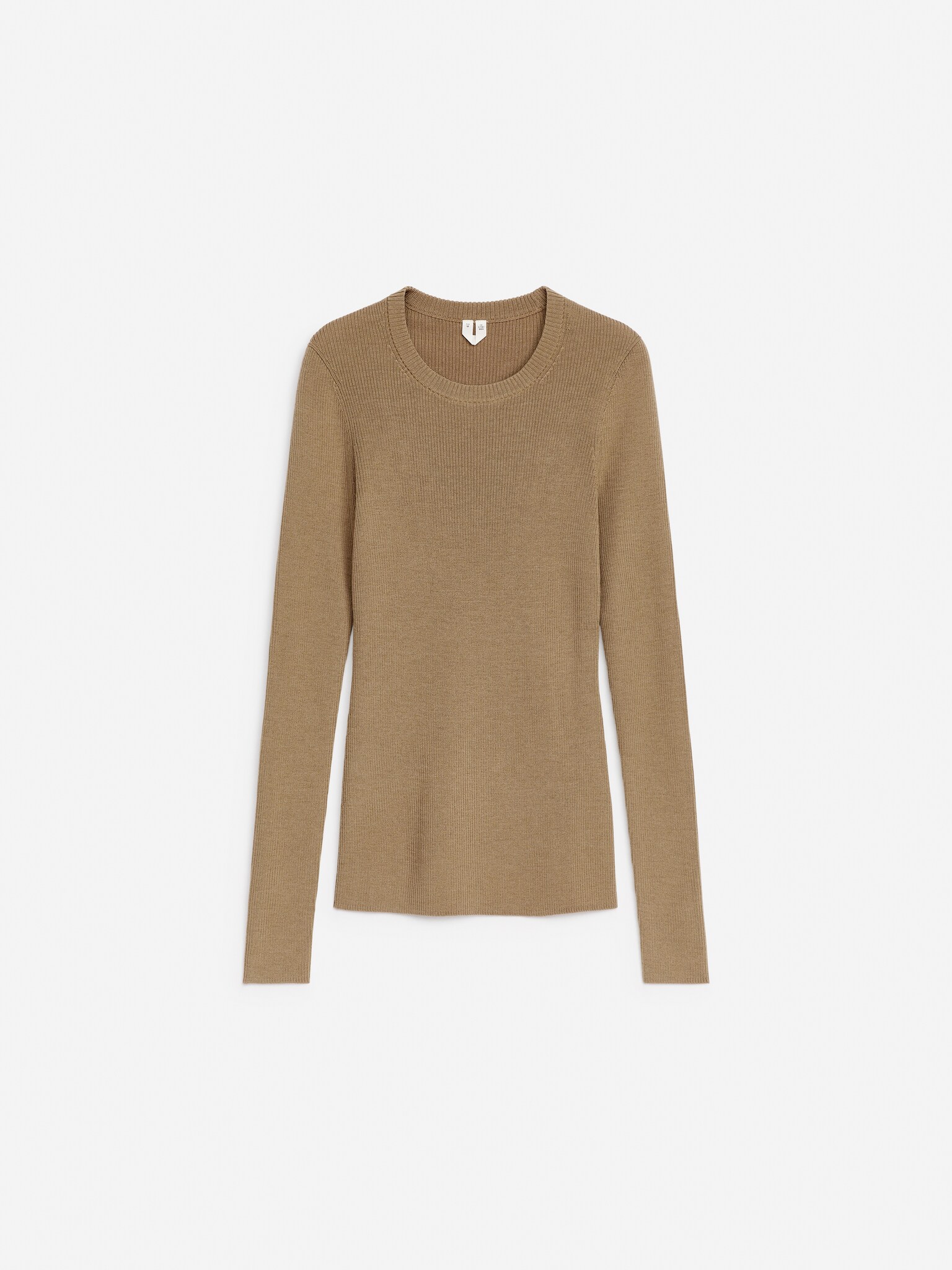 Rib-Knit Merino Top - Dark Beige/Black - 2