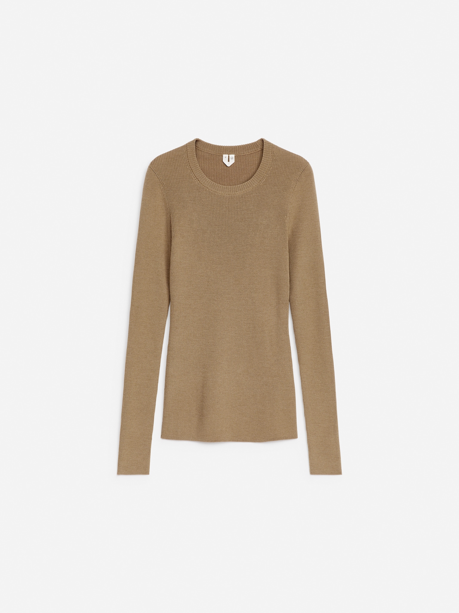 Rib-Knit Merino Top - Dark Beige/Black - 2
