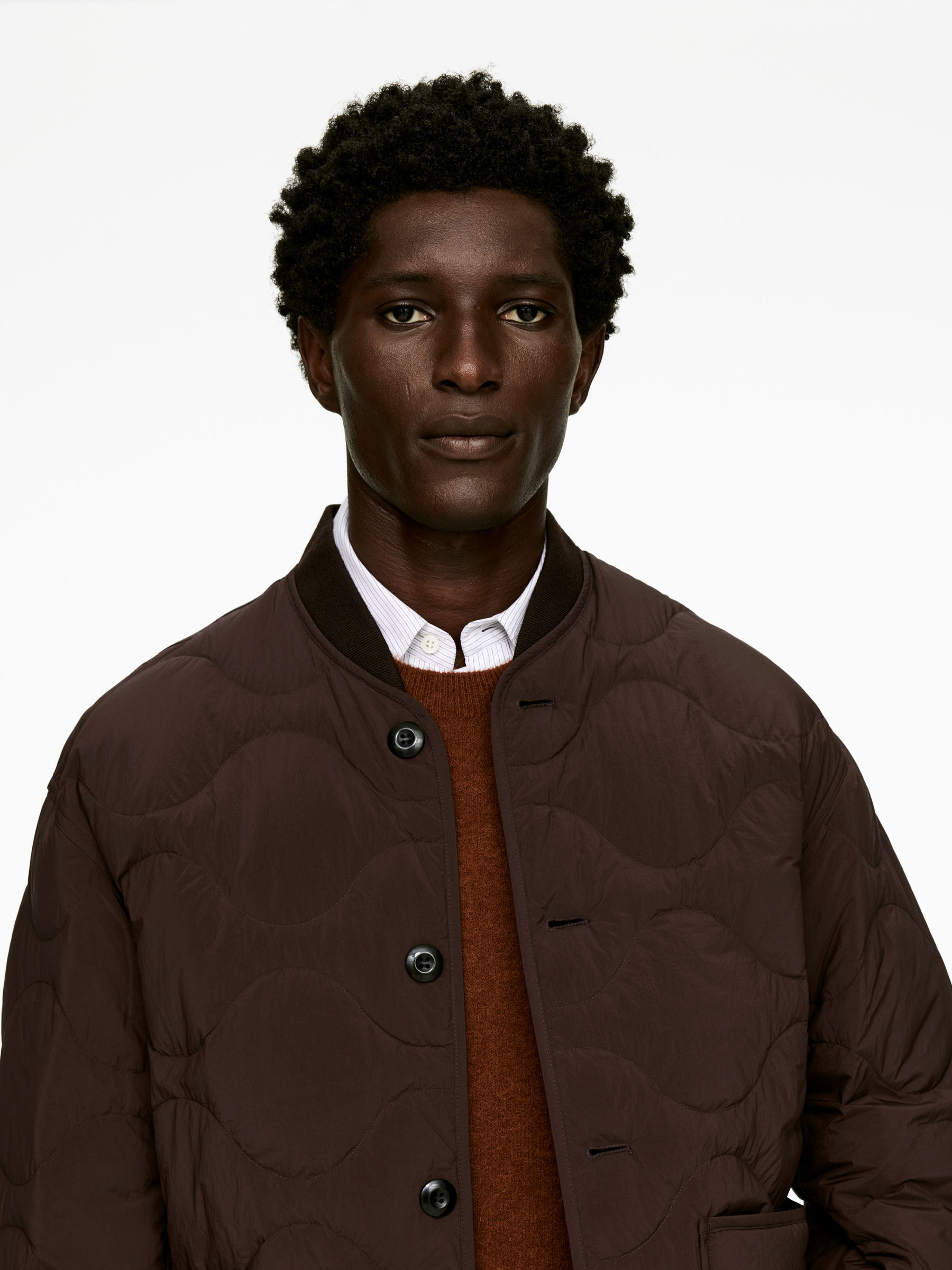 Upcycled Down Liner Jacket - Dark Reddish Brown - Regular fit - Men - StillMedia/Lookbook - 5