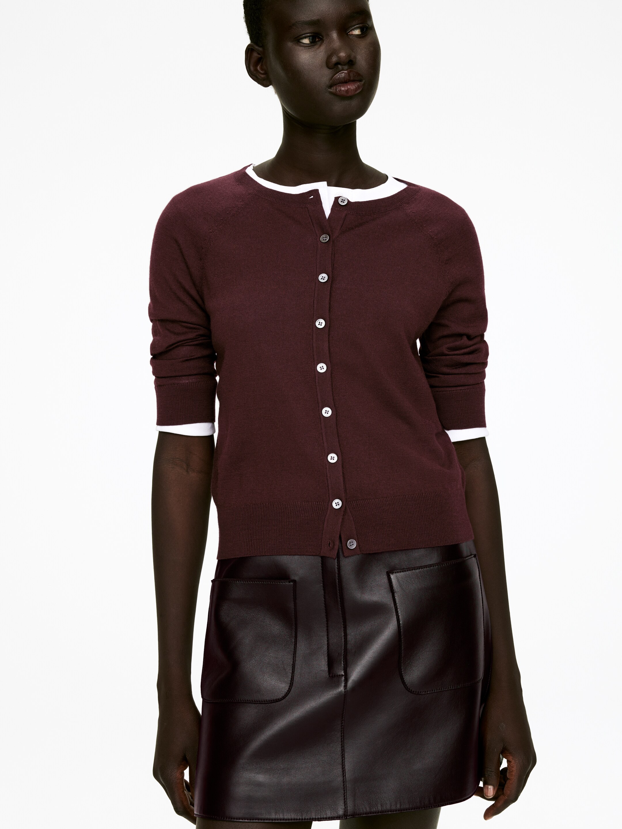 Vis større bilde: Cardigan i merinoull - Burgunder - DAME | H&M NO 4