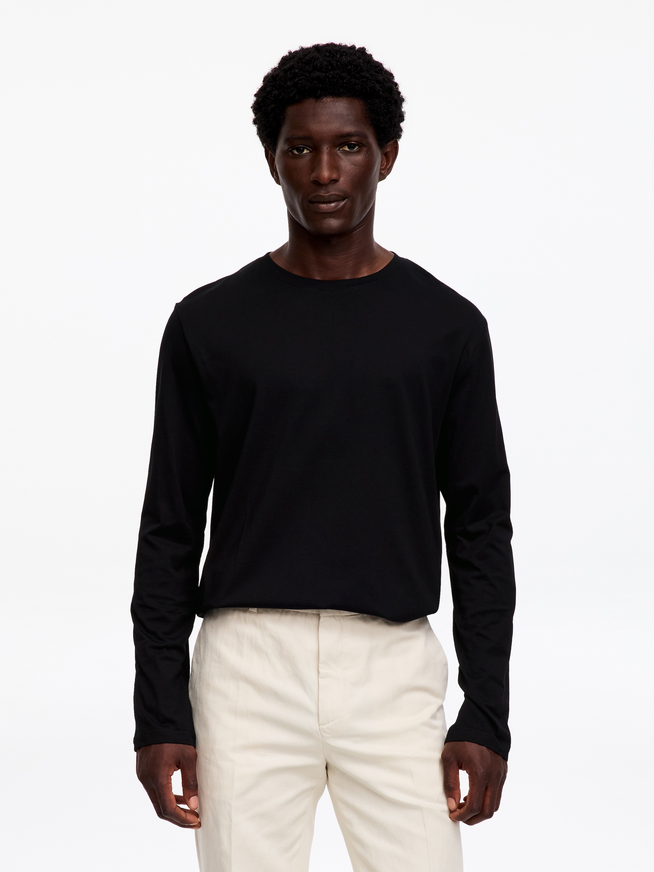 Regular Long-Sleeve T-Shirt-Black-19735