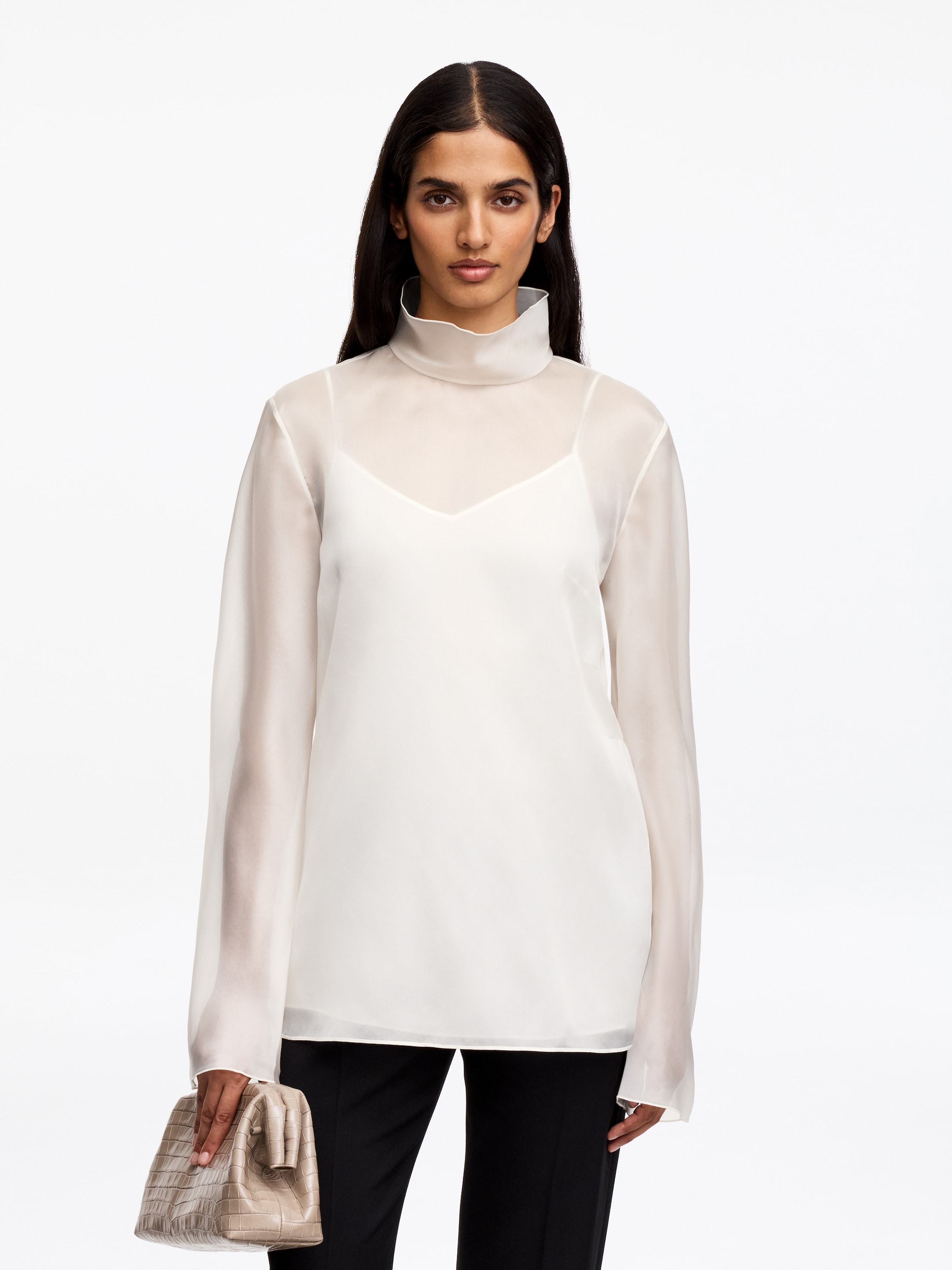 Silk Organza Blouse-White-19791