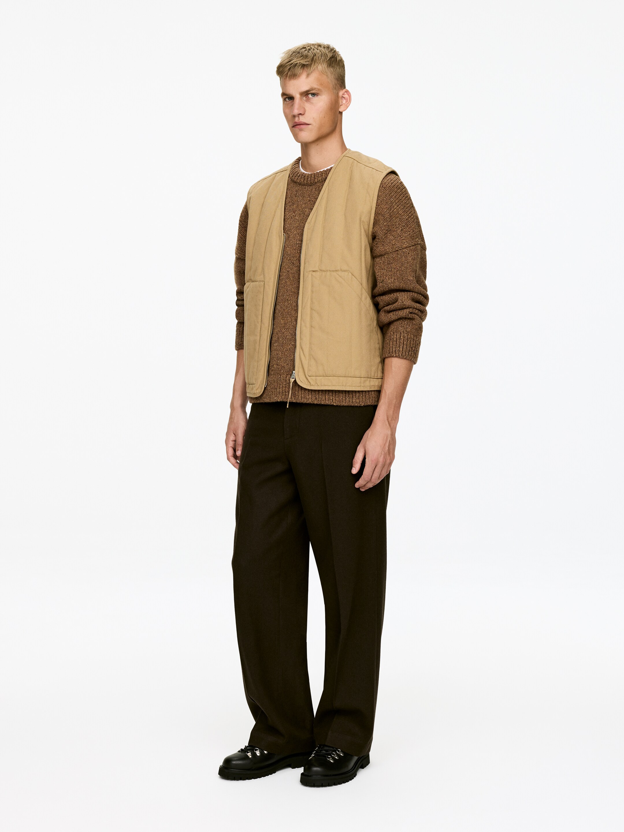 Ver imagen más grande: Jersey de cuello redondo en lana - Marrón jaspeado - HOMBRE | H&M ES 4