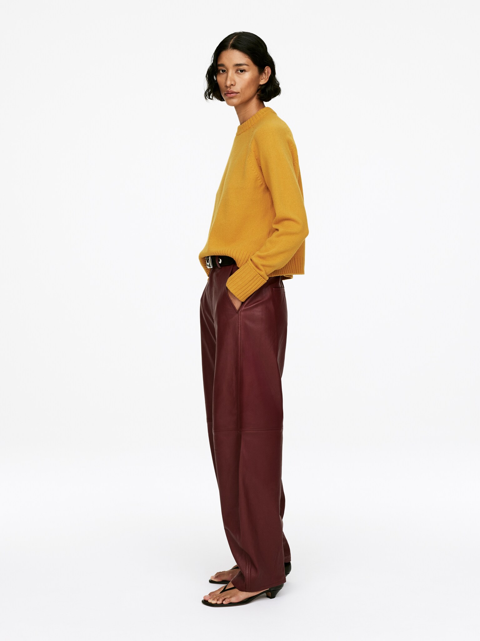 Pull en laine à poignets repliés - Jaune foncé/Blanc cassé/Bleu foncé - 3