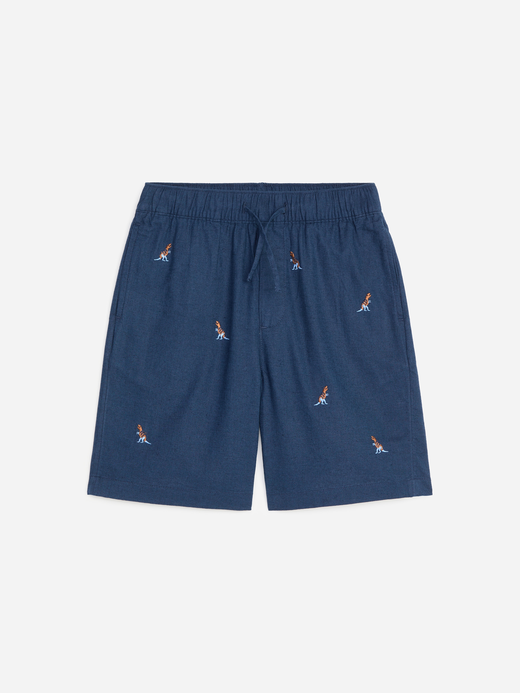 Bestickte Shorts aus Leinenmischung-#31344A-19399
