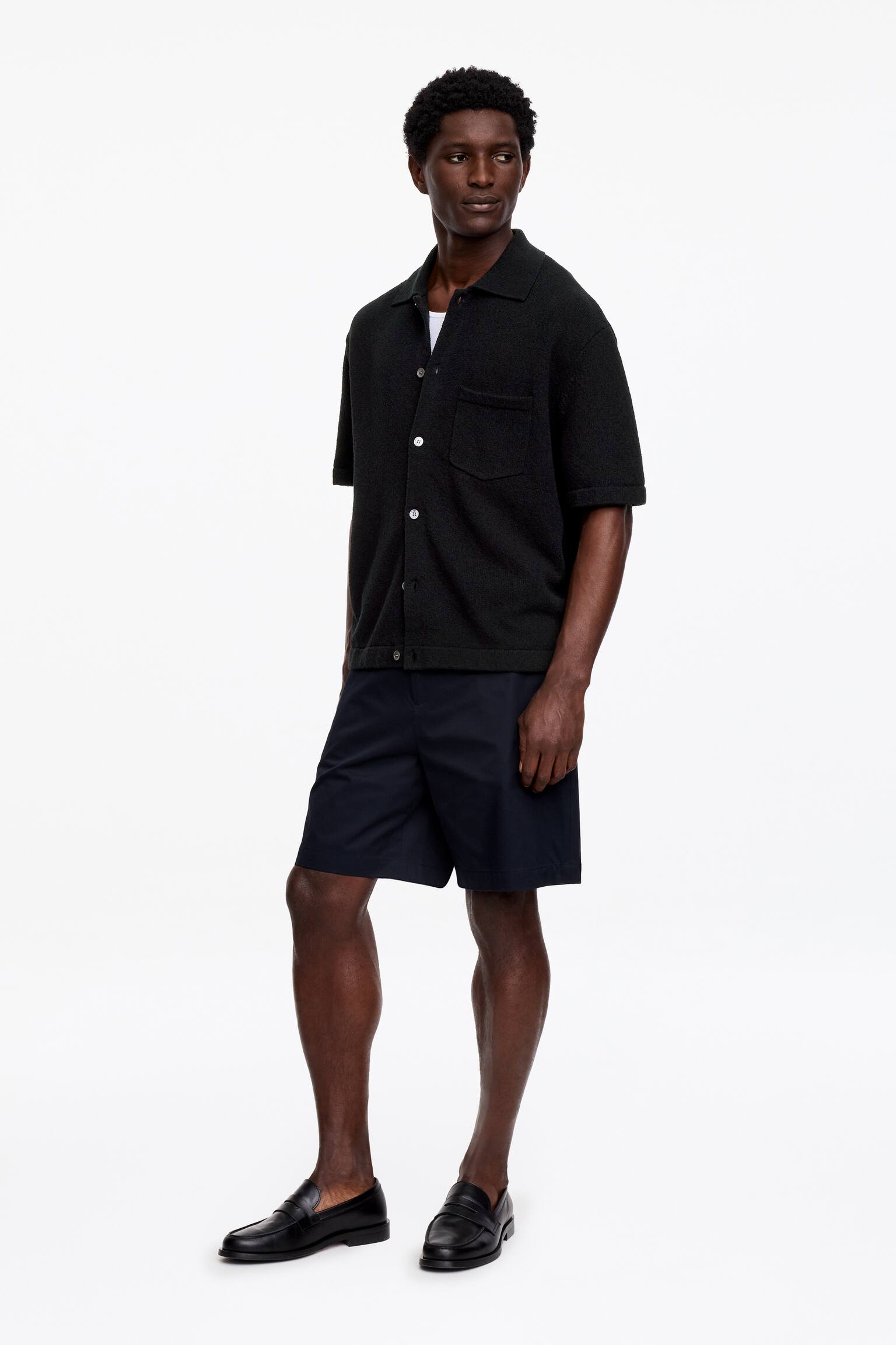 Poloshirt van bouclé-Zwart - 3