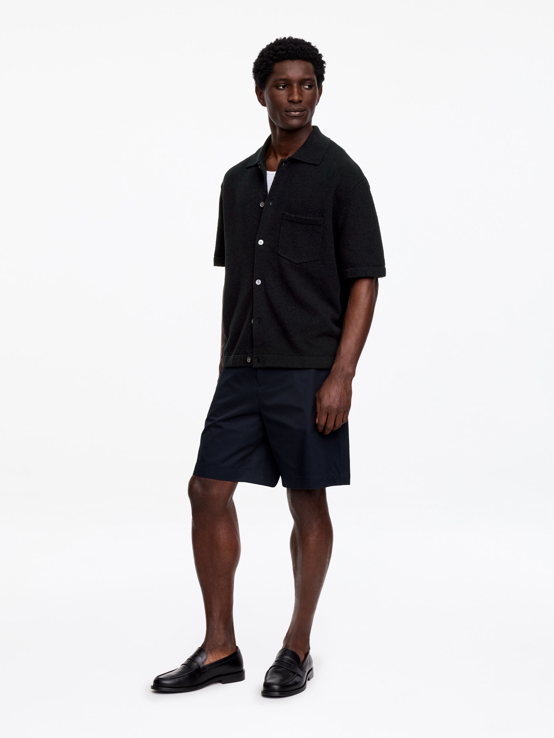 Bouclé Polo Shirt - Black - Relaxed fit - Men - StillMedia/Lookbook - 3