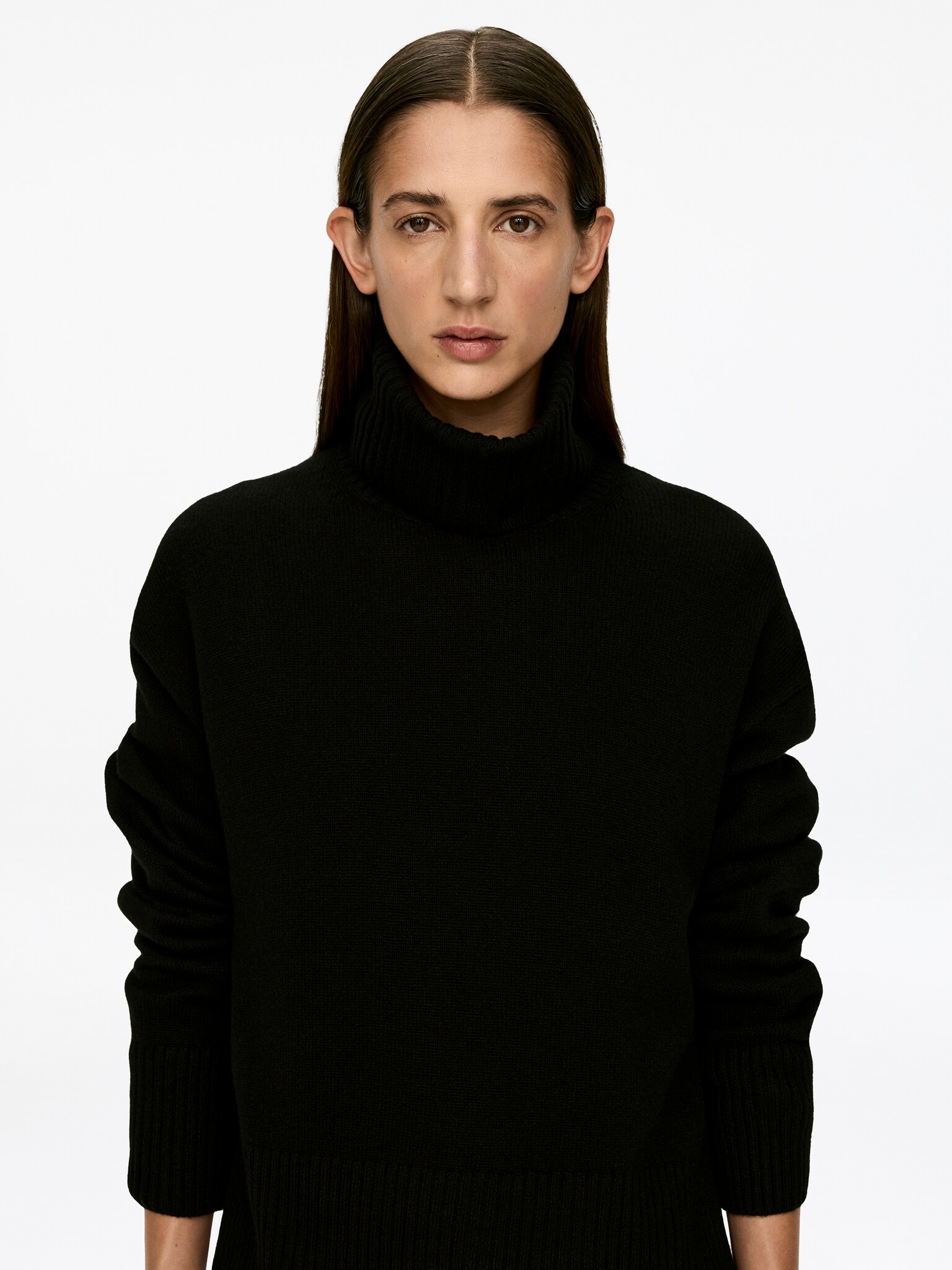 Polotröja i kashmir och ull - Svart - 4