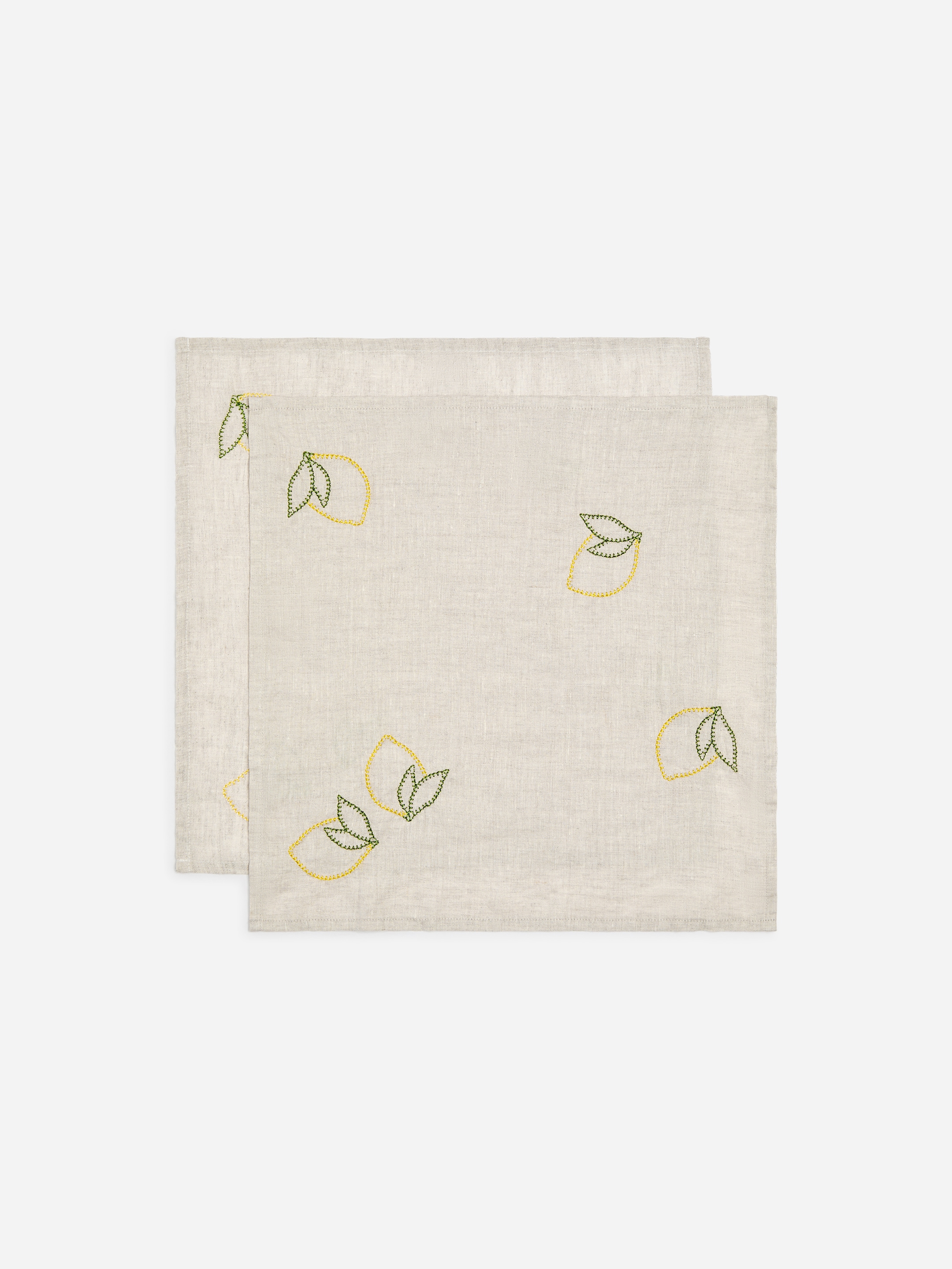 Embroidered Linen Napkins Set of 2-#d5cfc4-19144