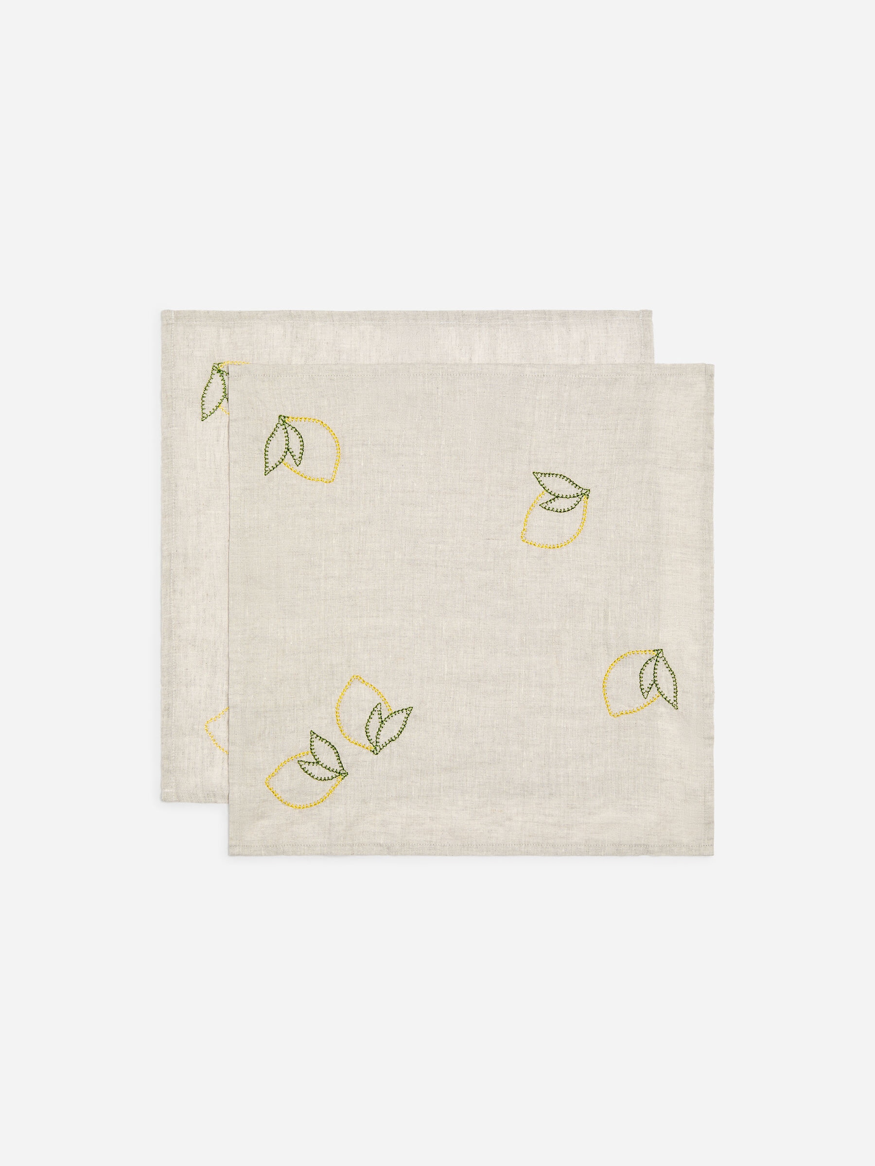 Embroidered Linen Napkins Set of 2-#E8FB00-19144