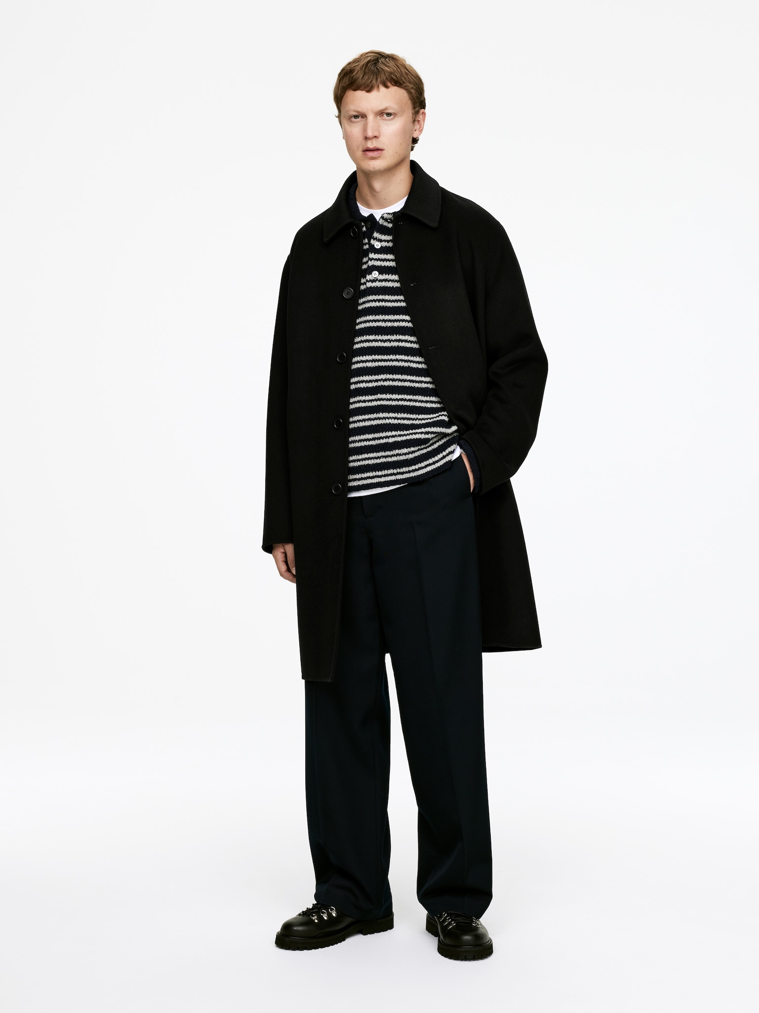 Manteau en laine double face - Noir