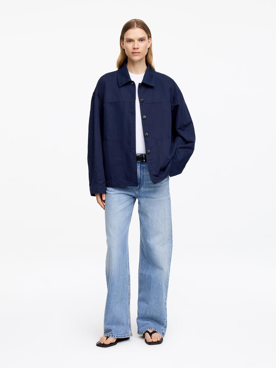 ARKET Women's  Linen-Cotton Overshirt Blue,  size M