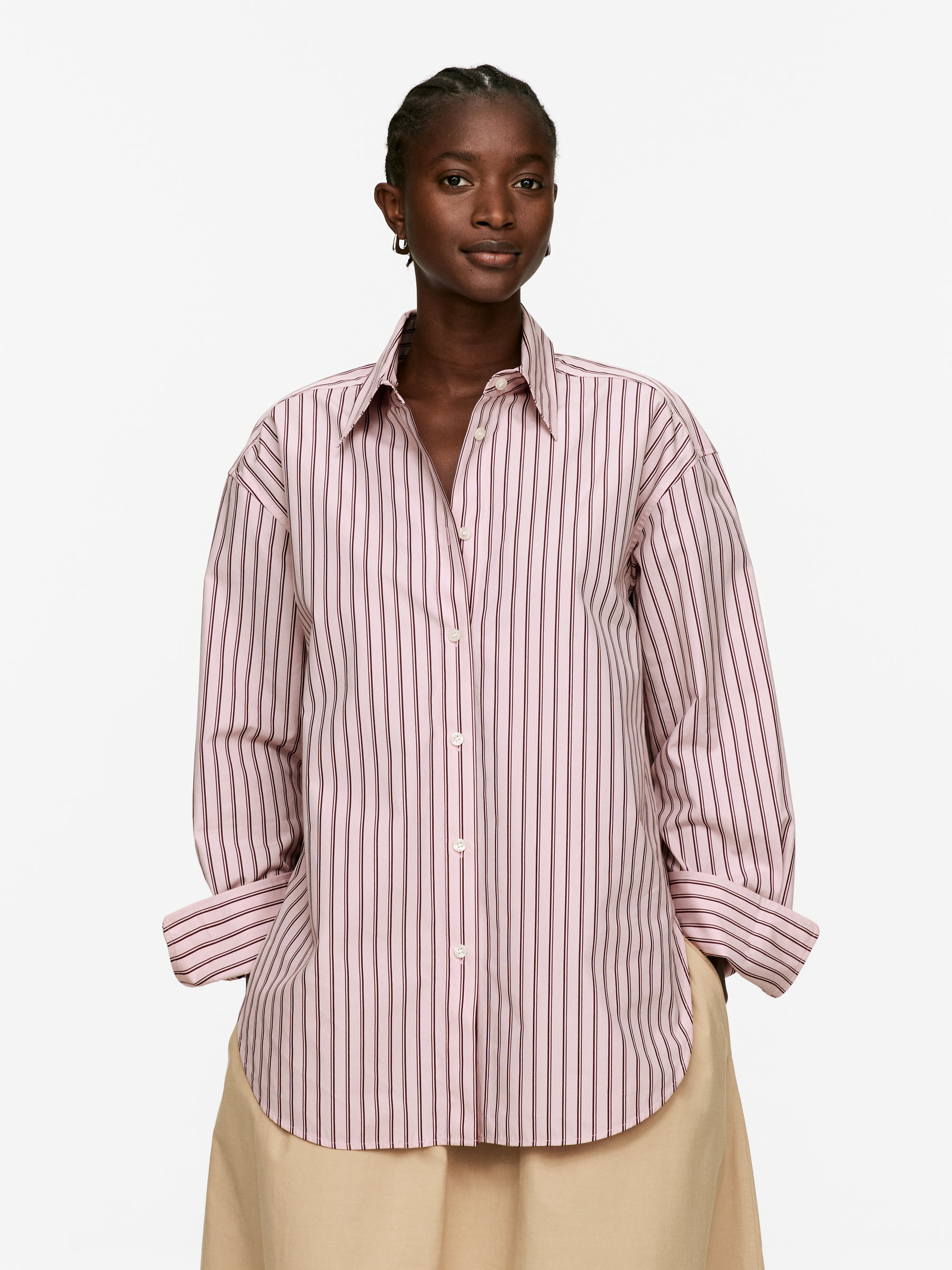 Relaxed-Fit Poplin Shirt - Pink/Burgundy - Relaxed fit - Women - StillMedia/Lookbook - 11