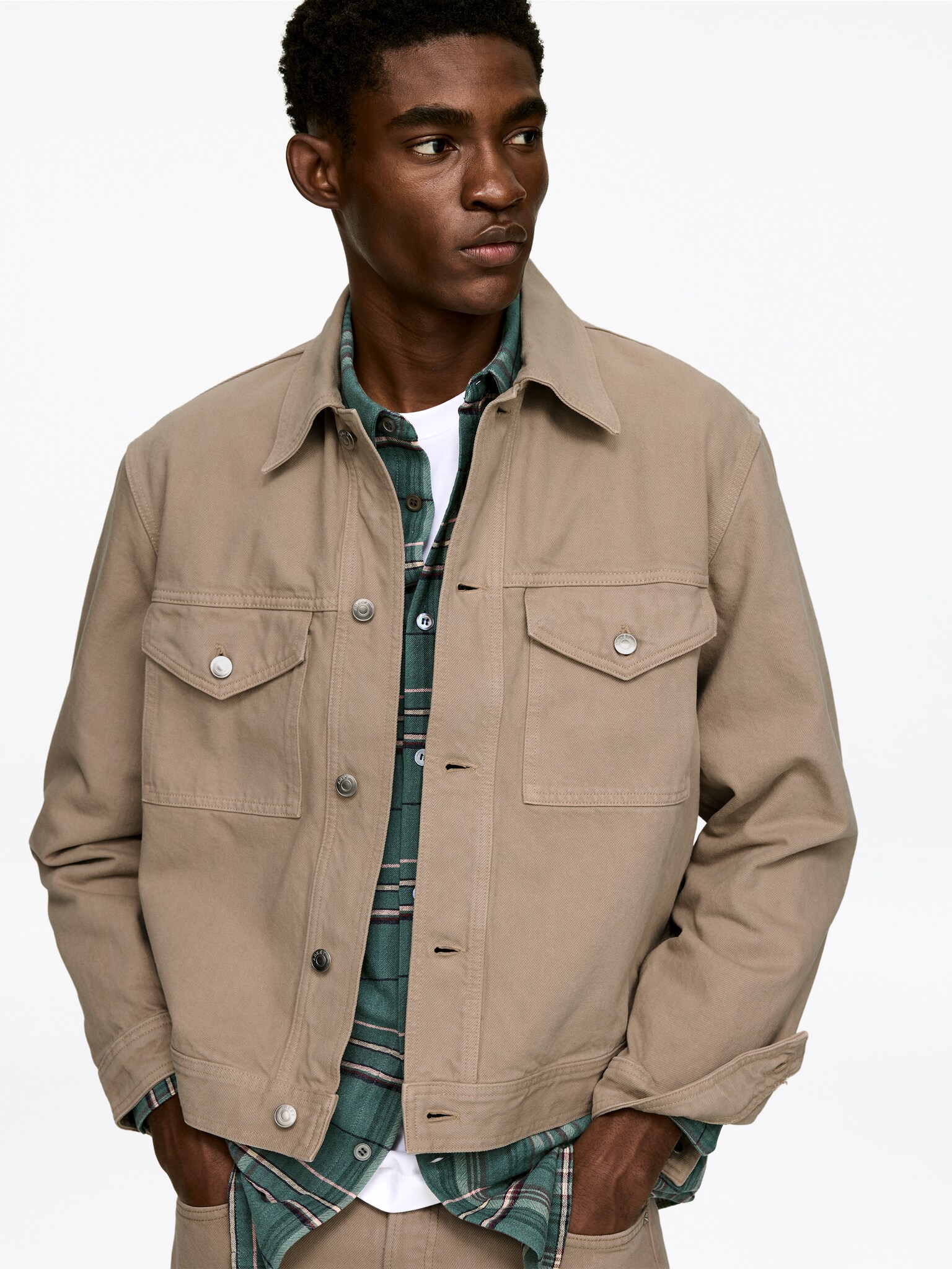 Farbená džínsová bunda - Hlinená - 4