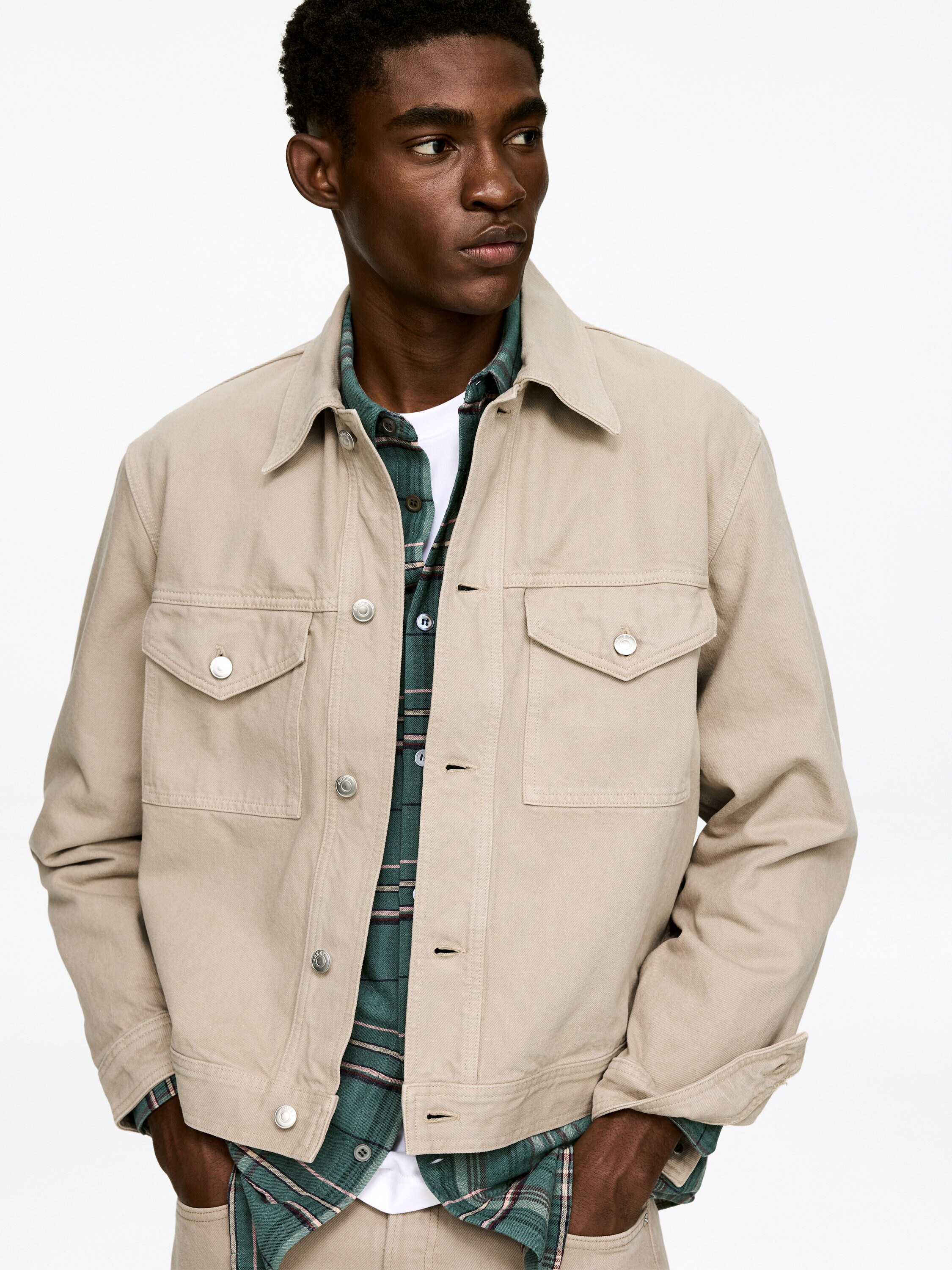 Plaggfärgad denimjacka - Lerfärgad - Regular fit - Men - StillMedia/Lookbook - 8