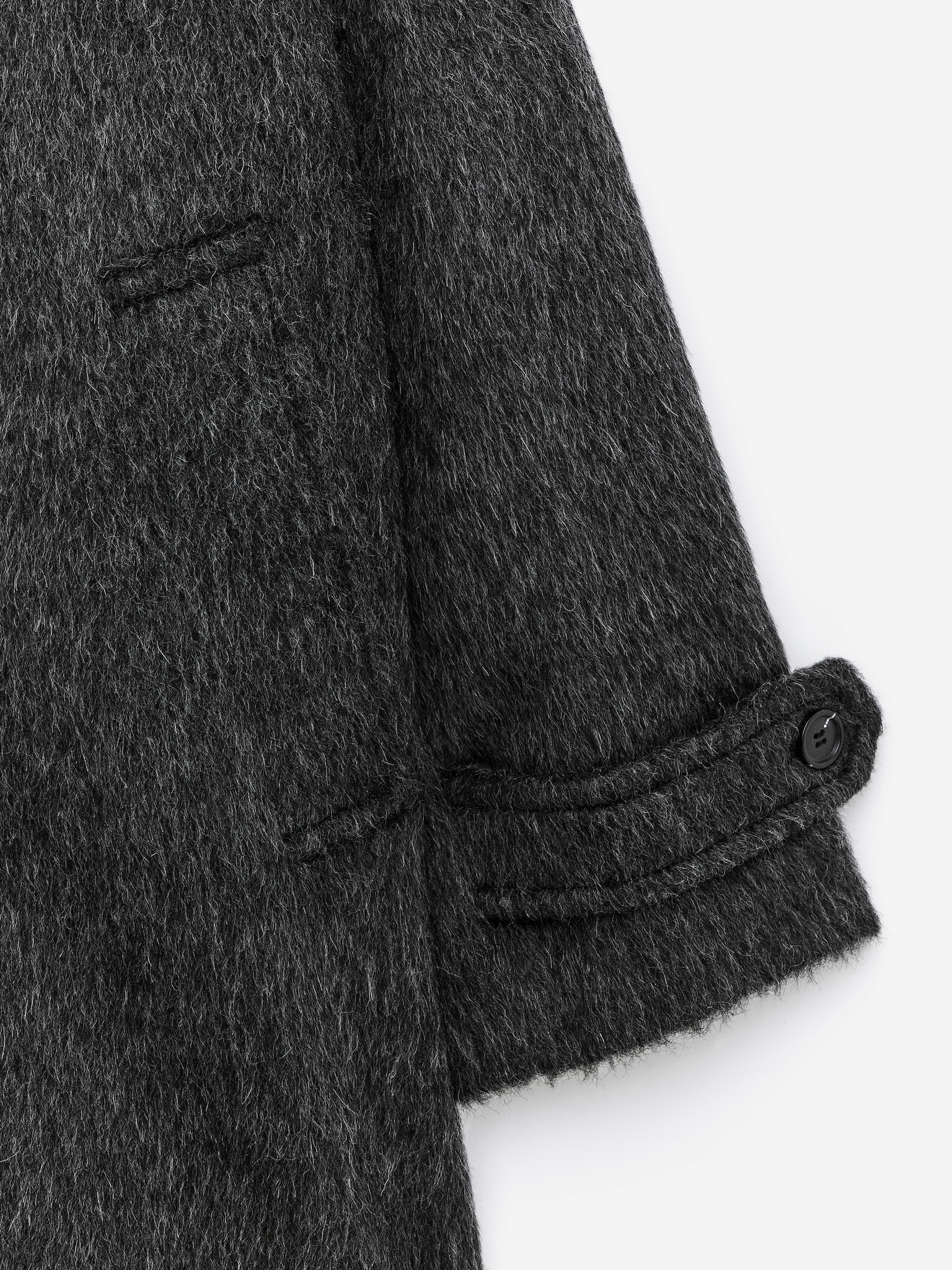Manteau en mélange de laine et d'alpaga - Noir/Taupe foncé - 5