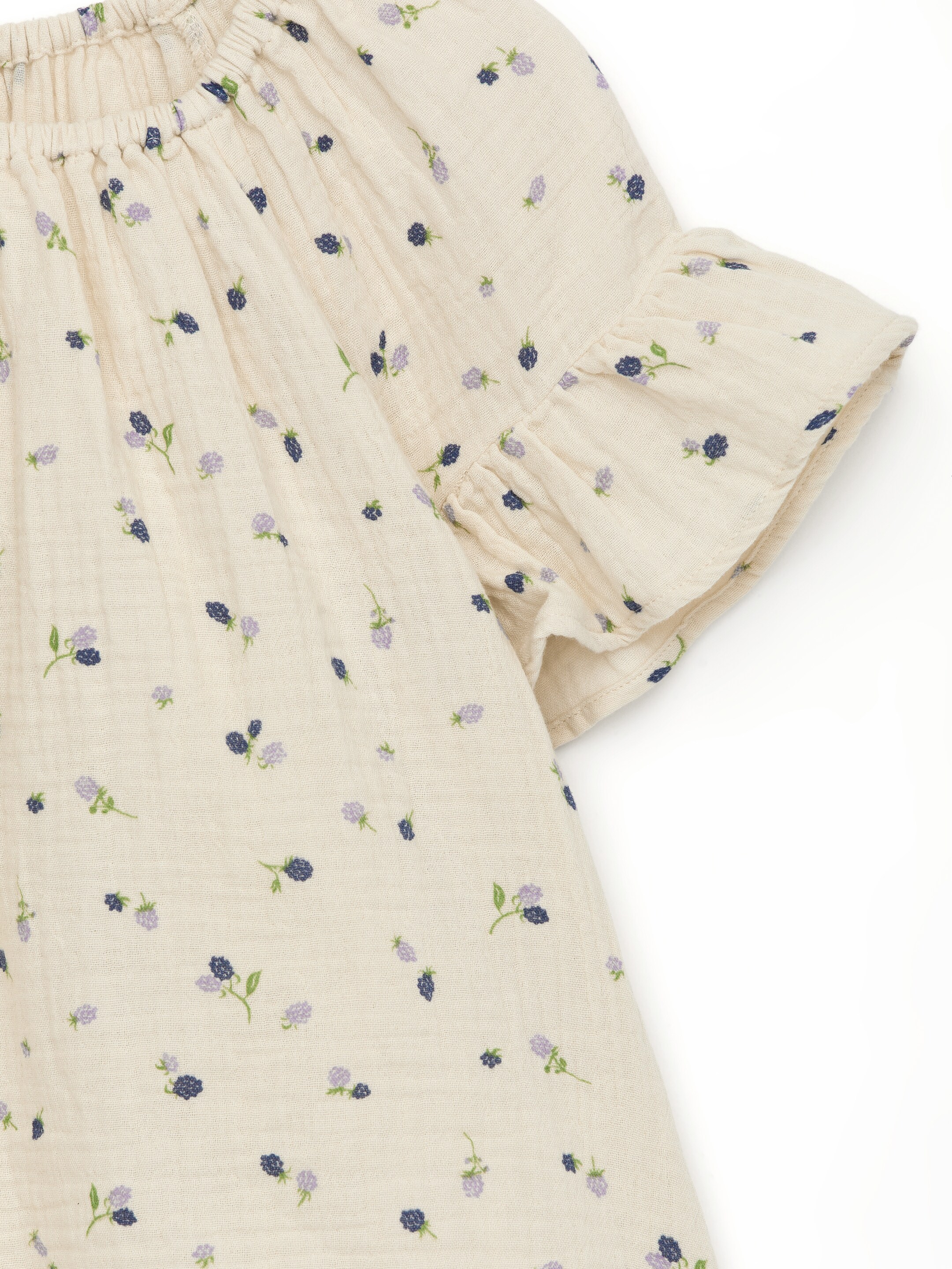Frill-Sleeve Blouse - Beige/Blackberries - Regular fit - Children - StillMedia/DescriptiveDetail - 1