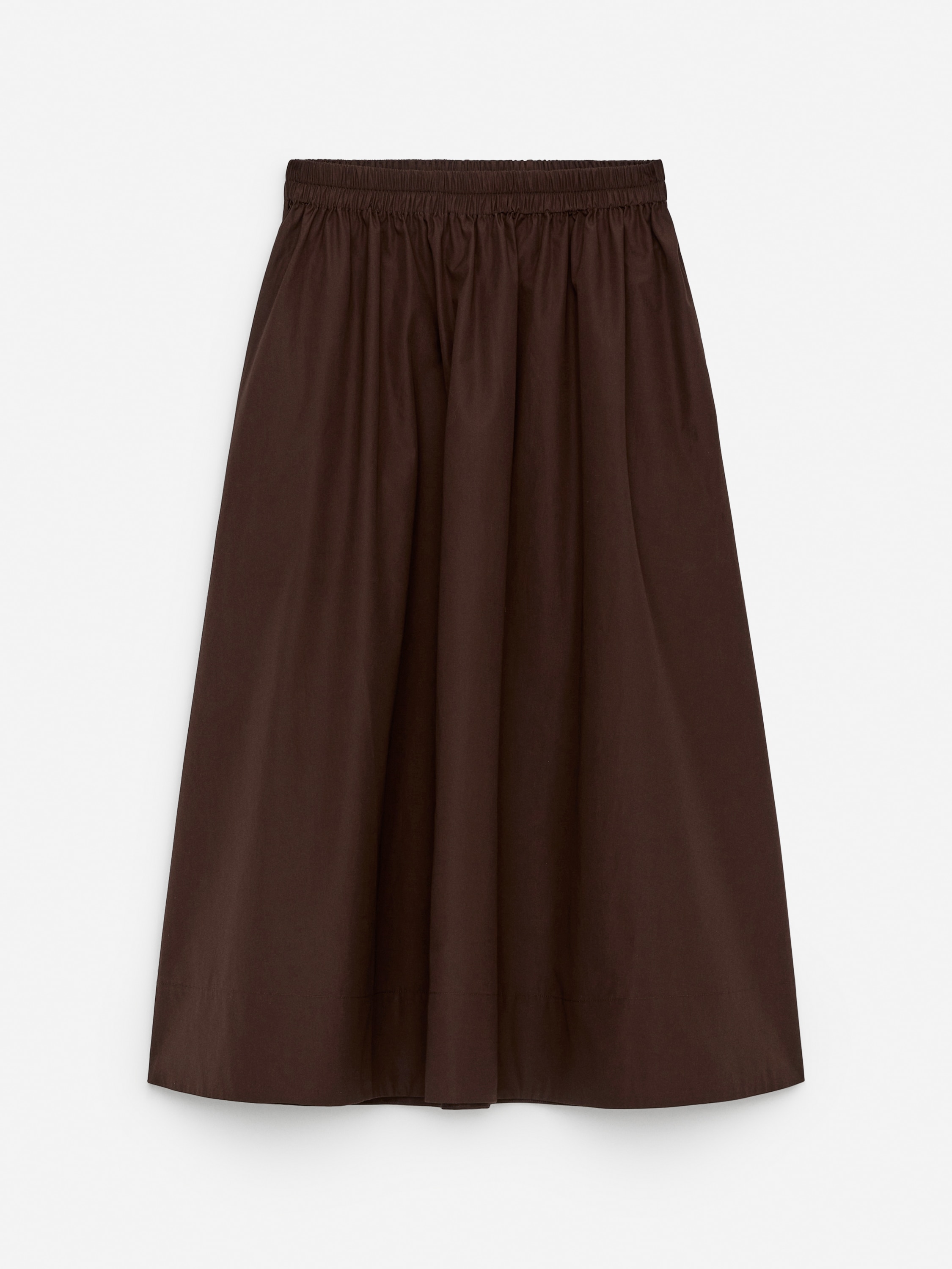 Cotton Poplin Skirt - Dark Brown