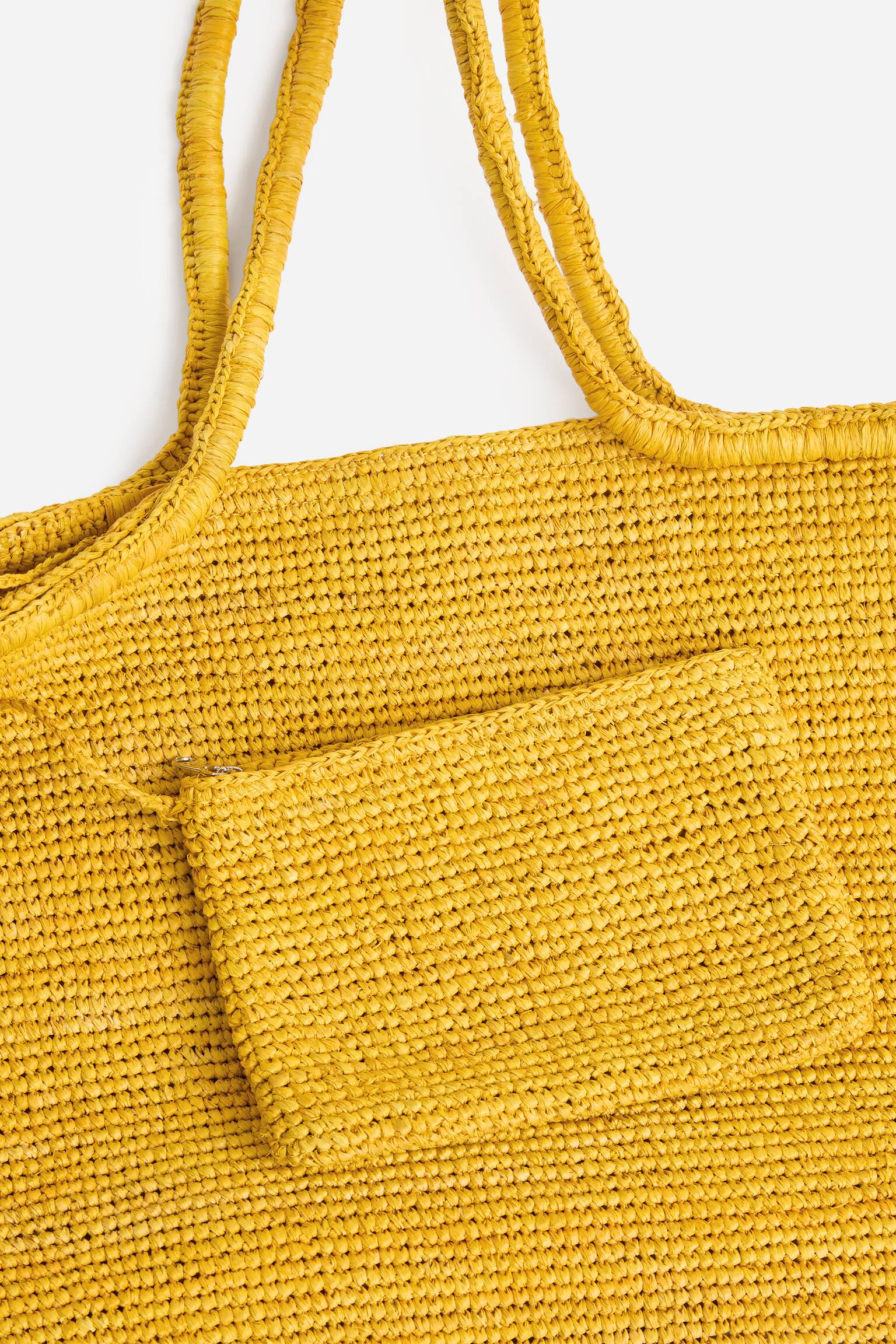 Τσάντα Tote Από Raffia-Κίτρινο - 5