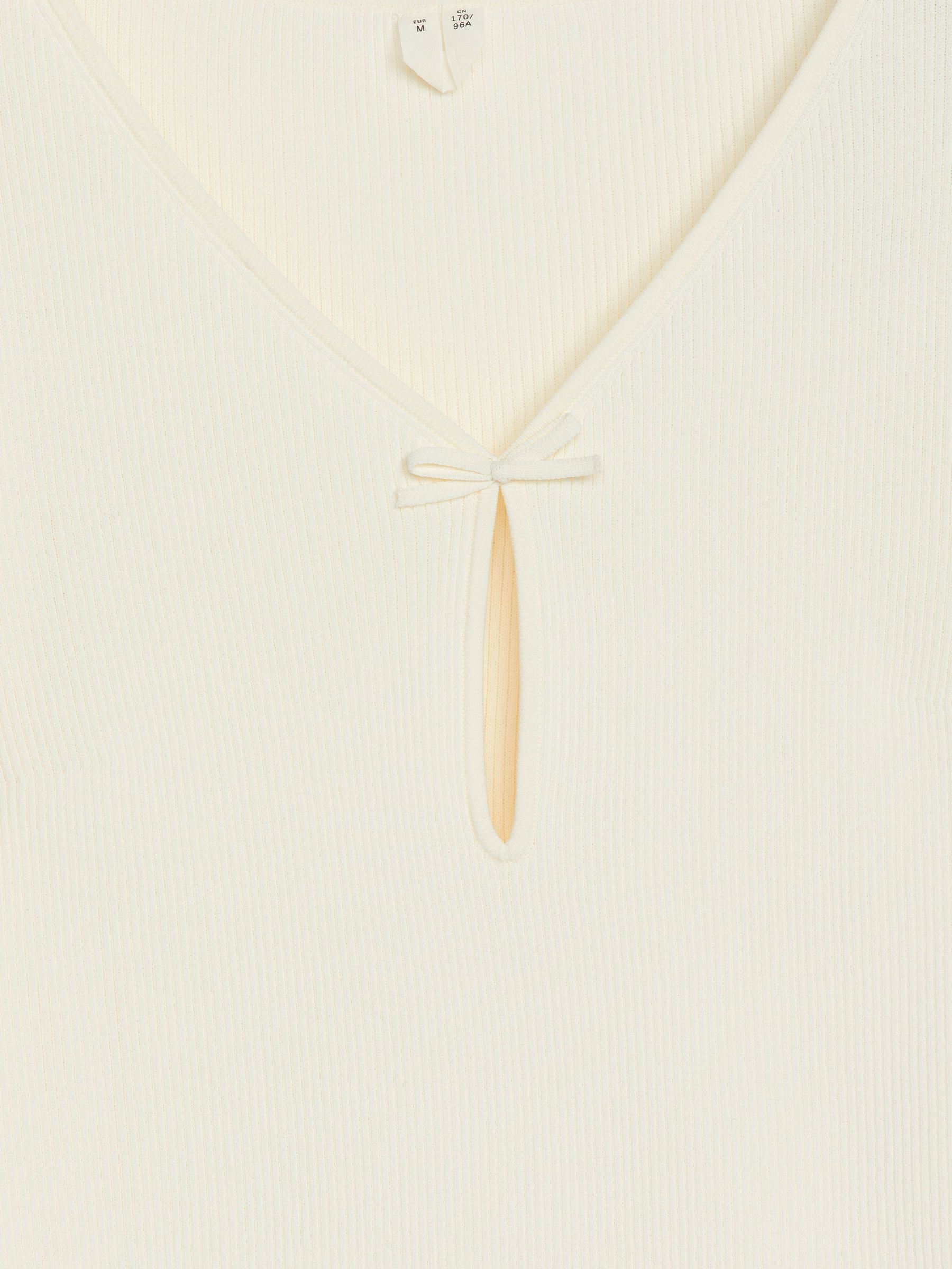 Bow-Detail Rib Top - White - Slim fit - Women - StillMedia/DescriptiveDetail - 1
