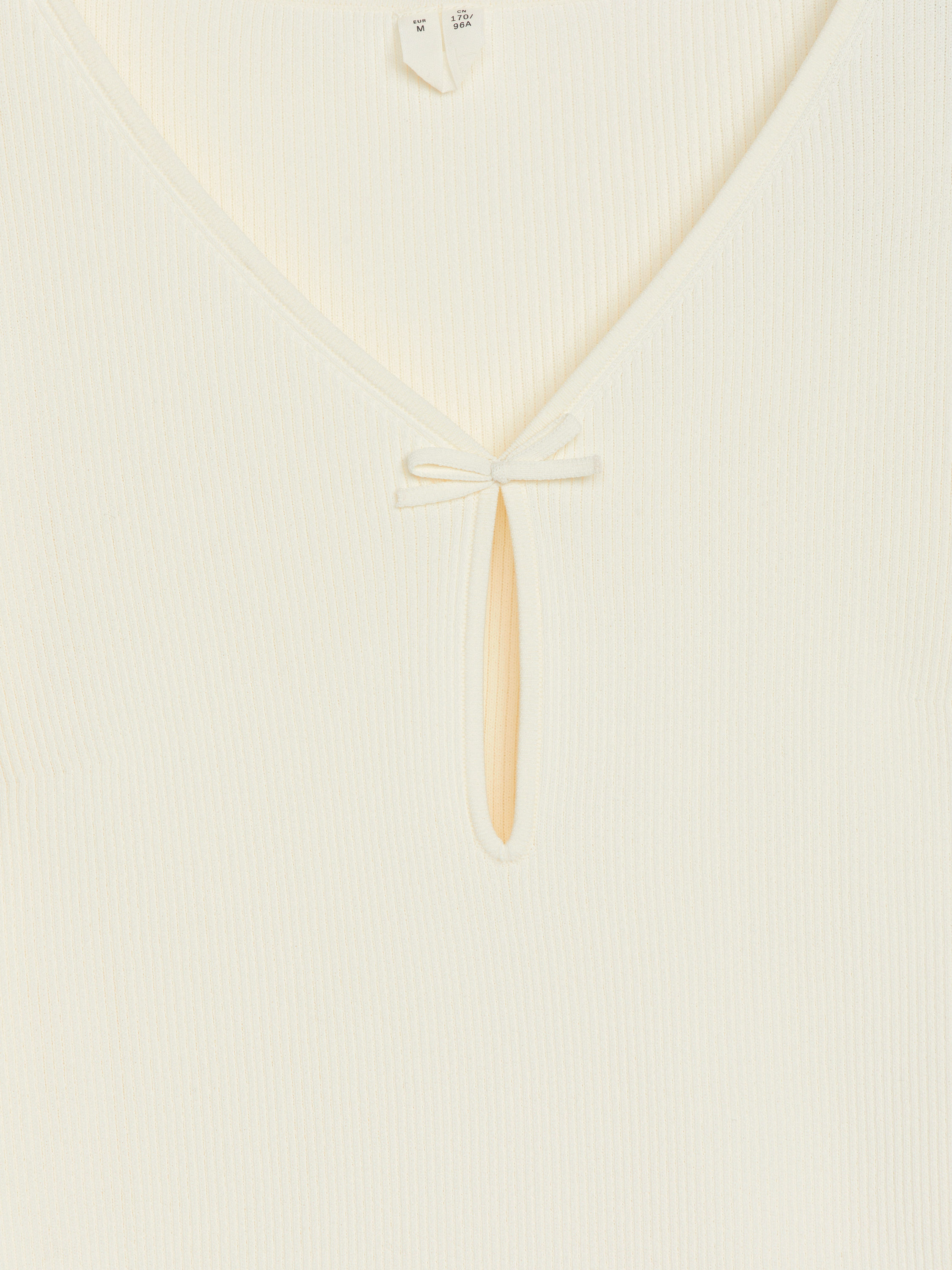 Geripptes Oberteil mit Schleife - Weiß - Slim Fit - Women - StillMedia/DescriptiveDetail - 1
