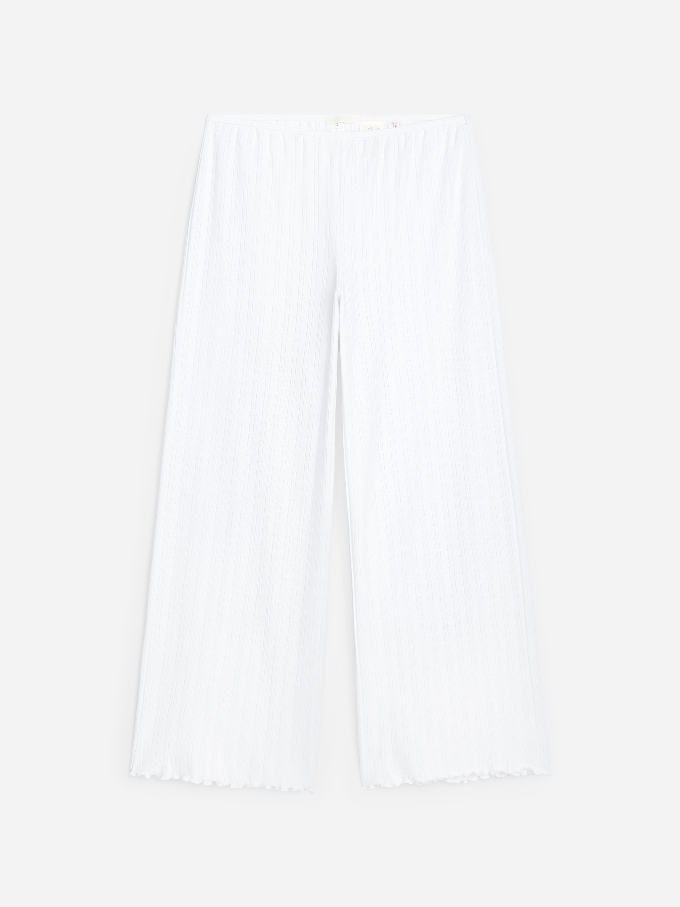 Pantaloni din tricot pointelle - Alb