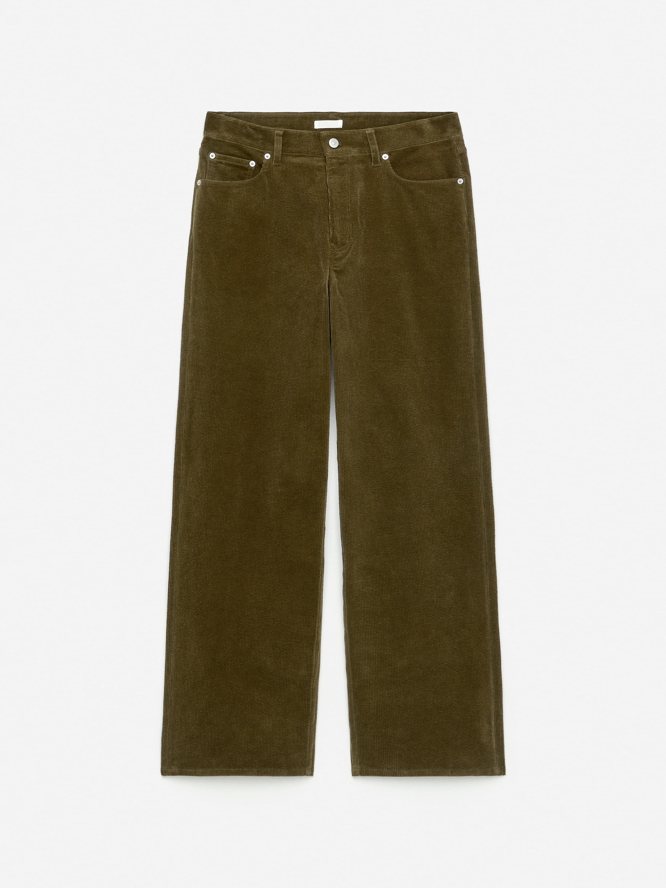 CORAL kordfløyelsjeans med vide ben - Mørk khakigrønn/Mørk burgunder/Offwhite