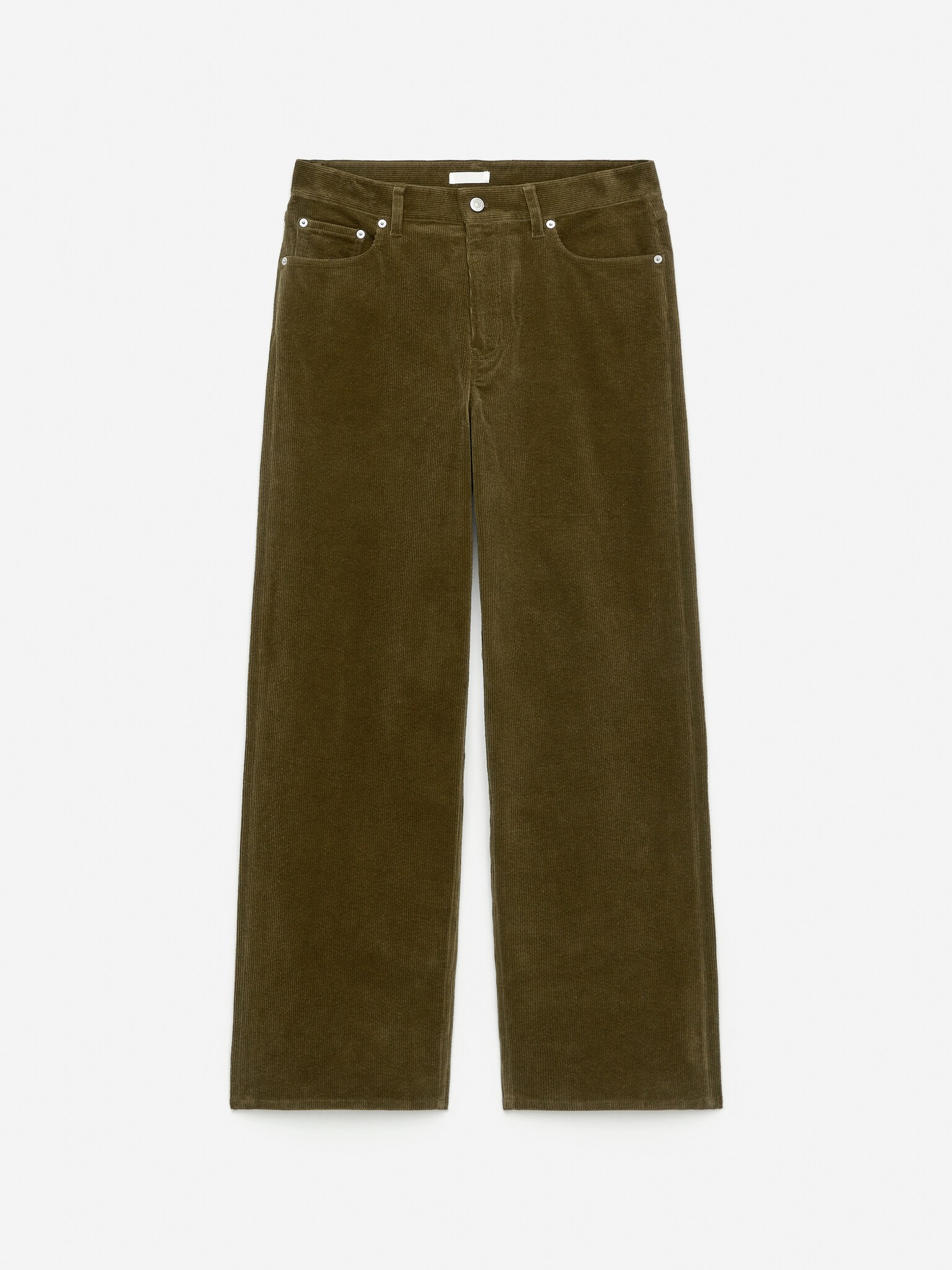 CORAL kordfløyelsjeans med vide ben - Mørk khakigrønn/Mørk burgunder/Offwhite - 2