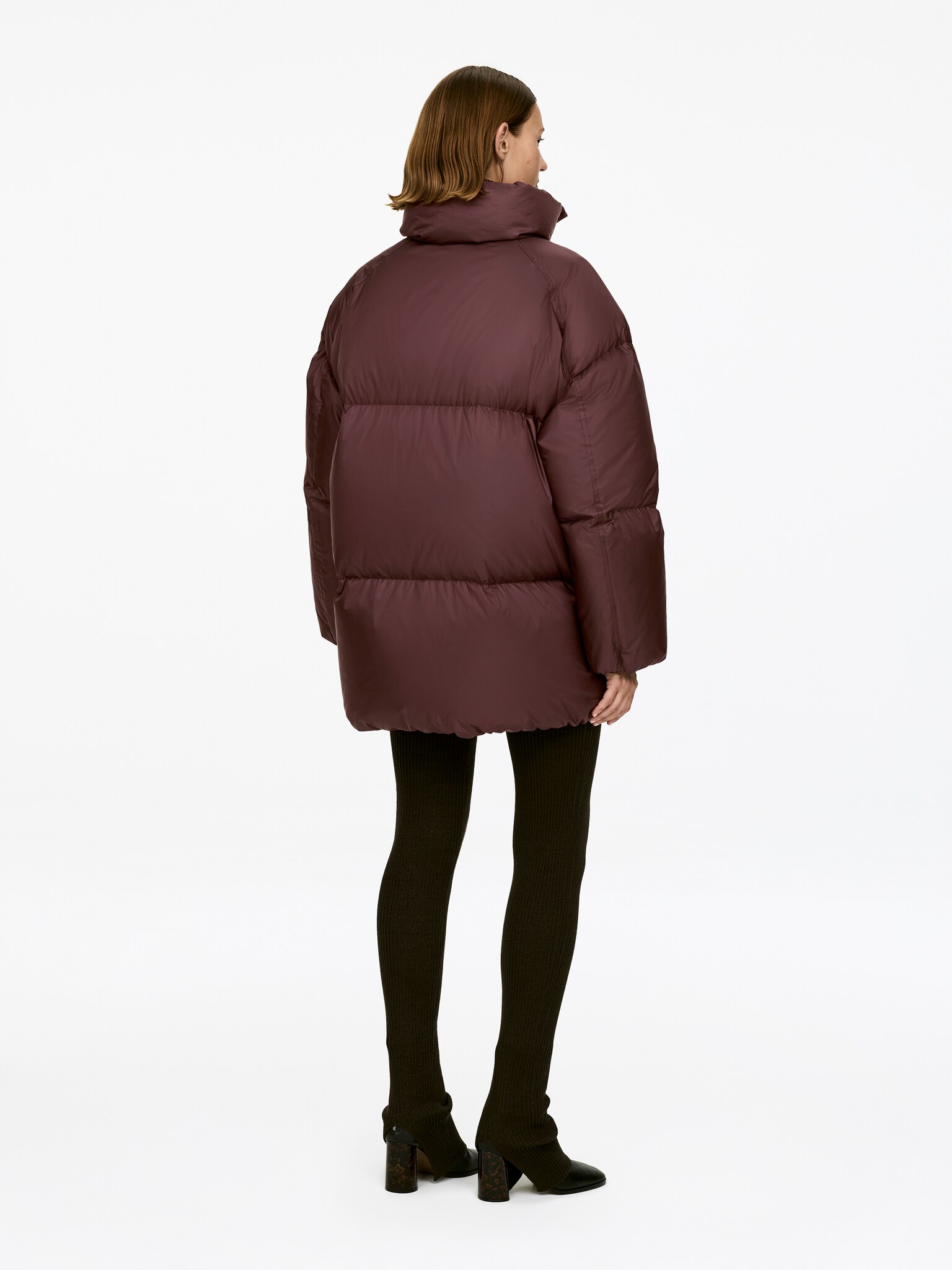 Upcycled Down Puffer Jacket - Marron foncé/Vert foncé - 6