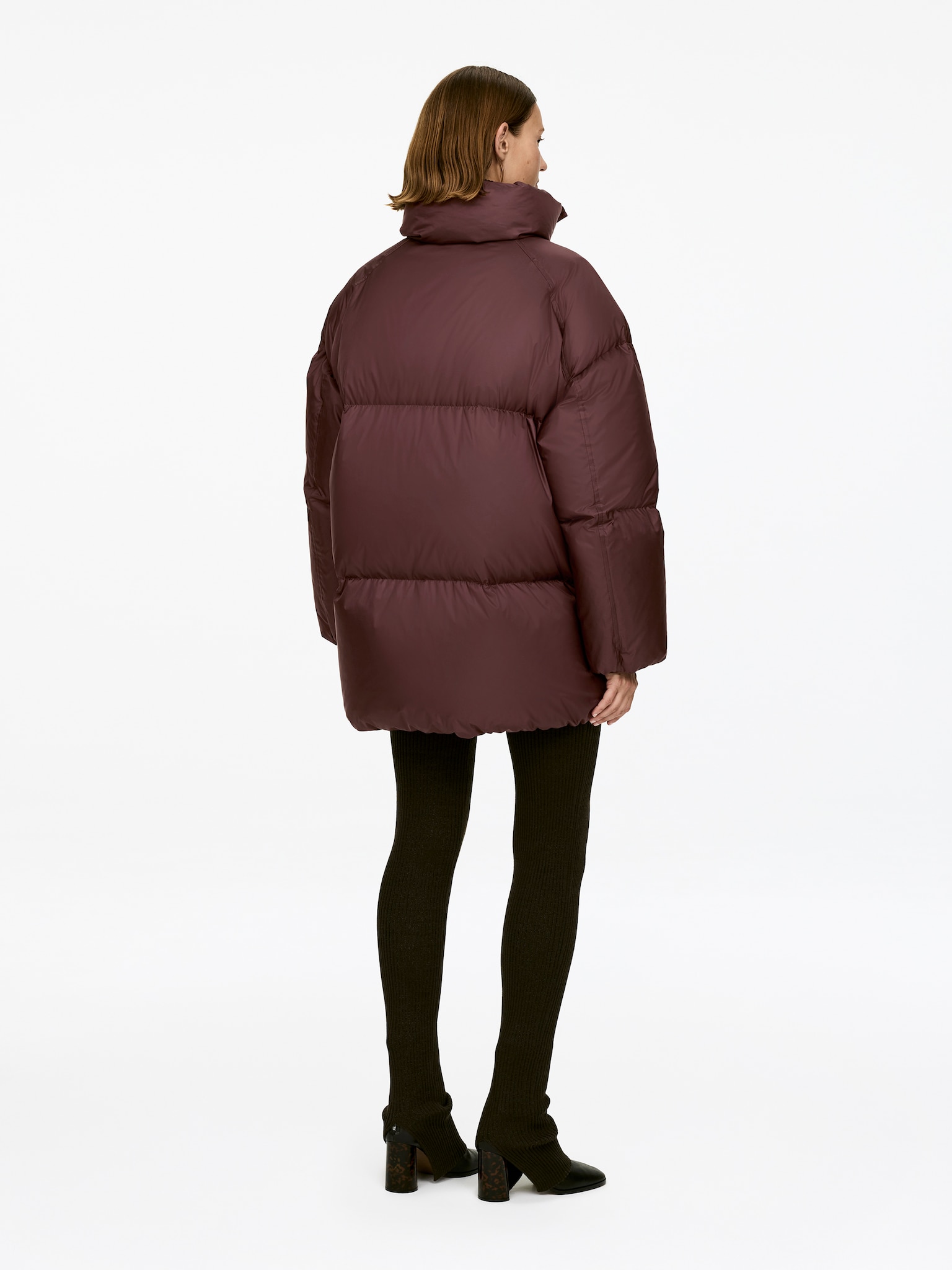 Upcycled Down Puffer Jacket - Dark Brown/Dark Green - 5