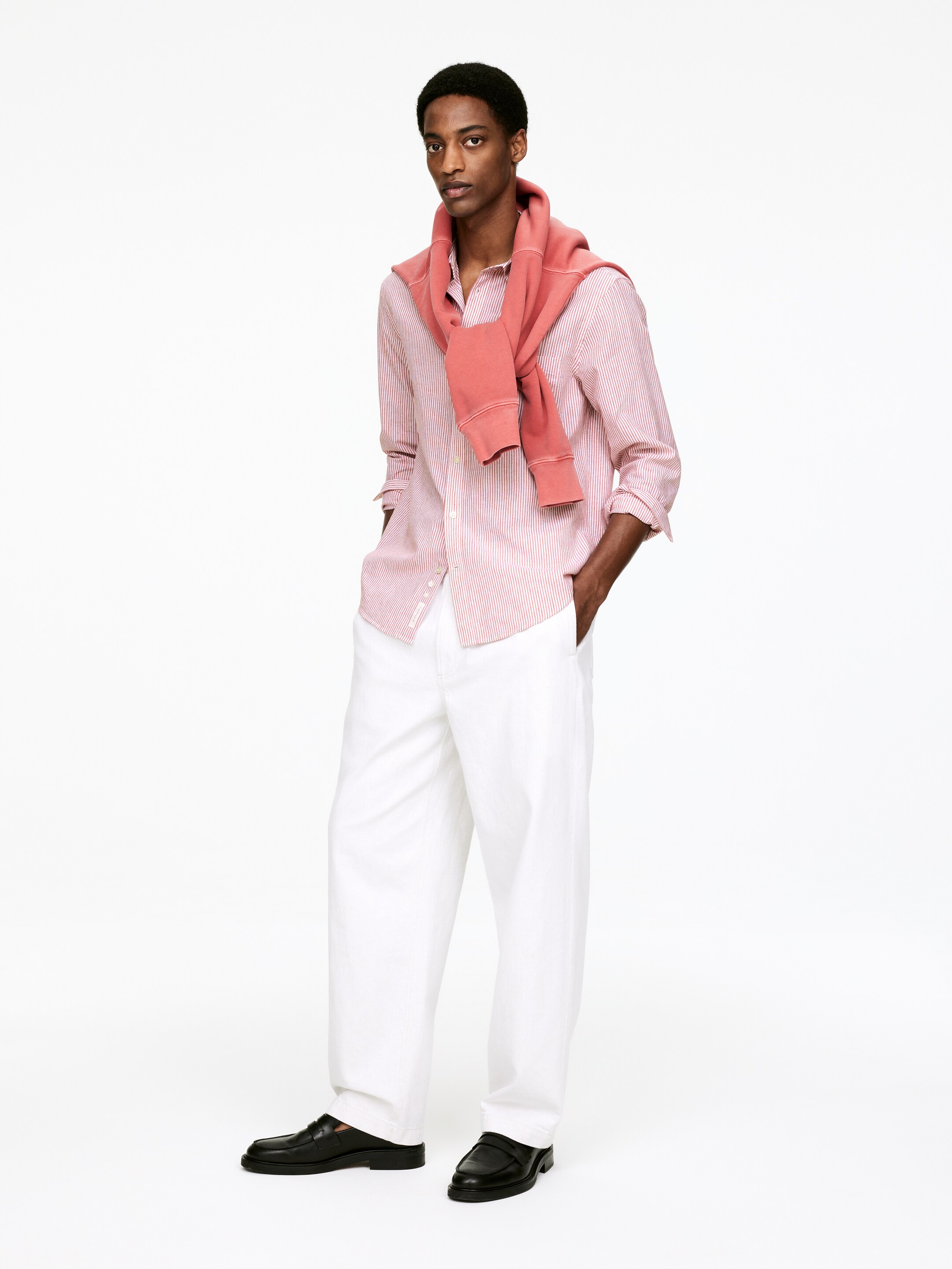 Ver imagen más grande: Camisa de lino y algodón - Rojo/blanco - HOMBRE | H&M ES 3