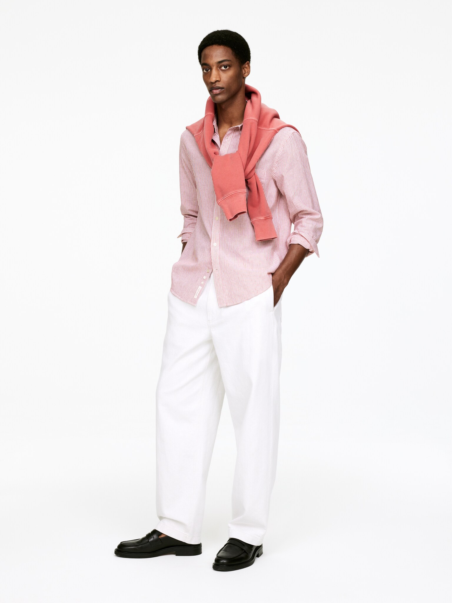Chemise en coton et lin - Rouge/Blanc/Bleu/Blanc - 5