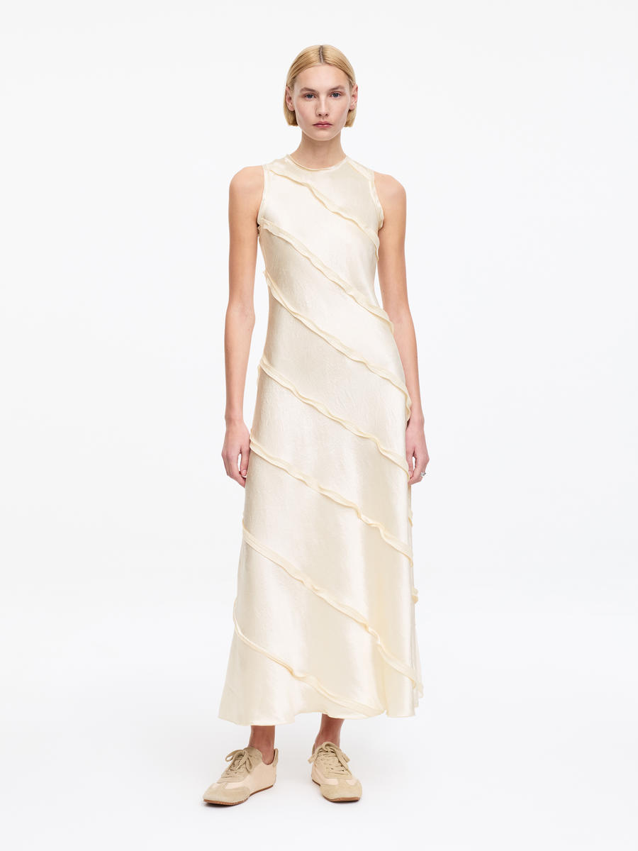 ARKET Women's  Frill Satin Dress White,  size 44