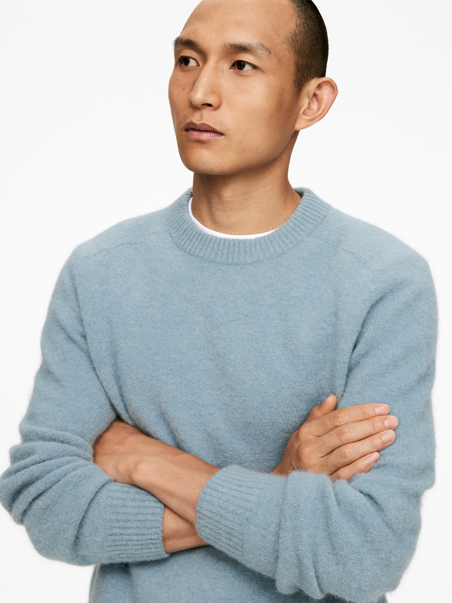 Alpaca-Merino Blend Jumper - Bleu poudré/Marron foncé - 4
