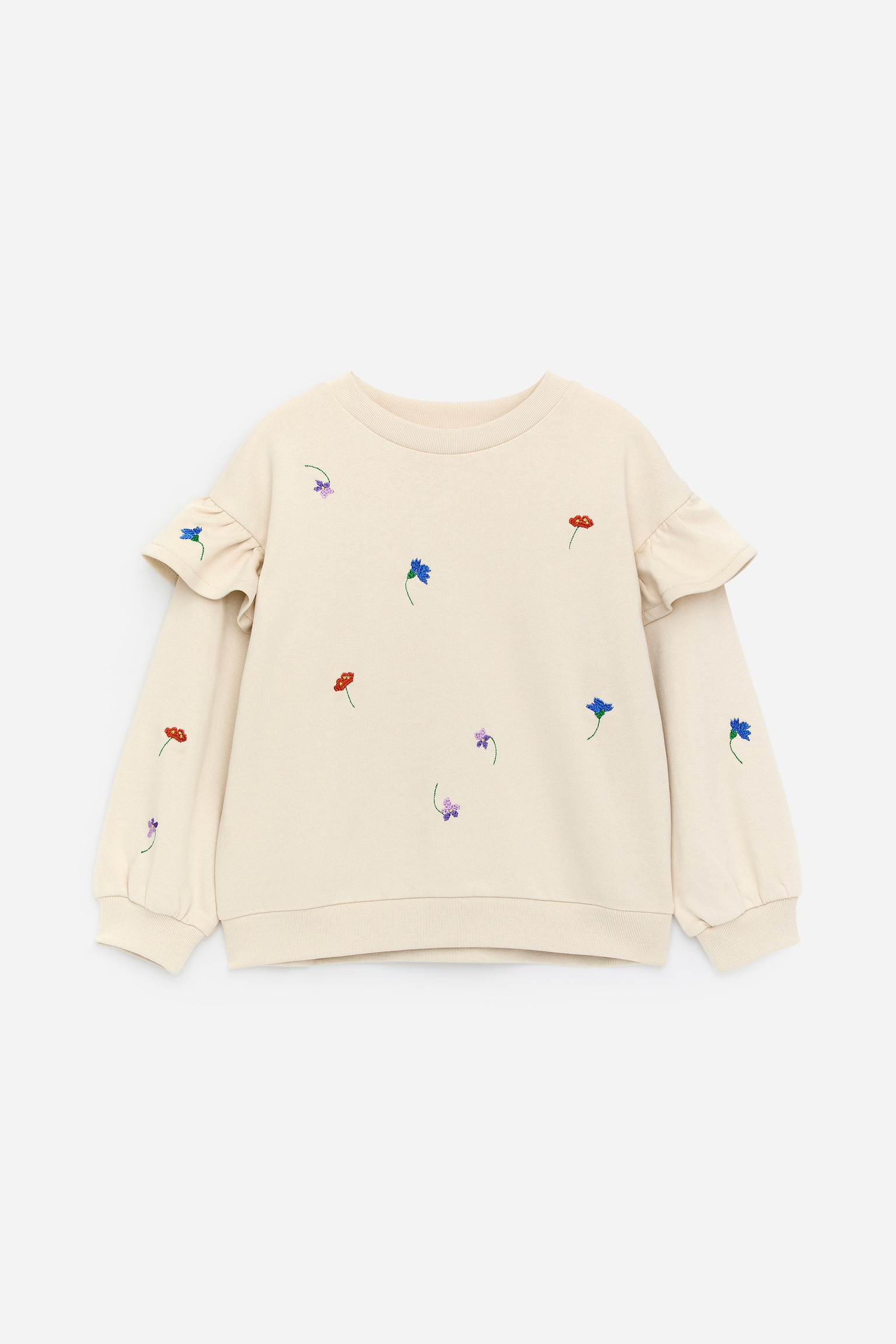 Felpa con gale - Beige/Motivo floreale