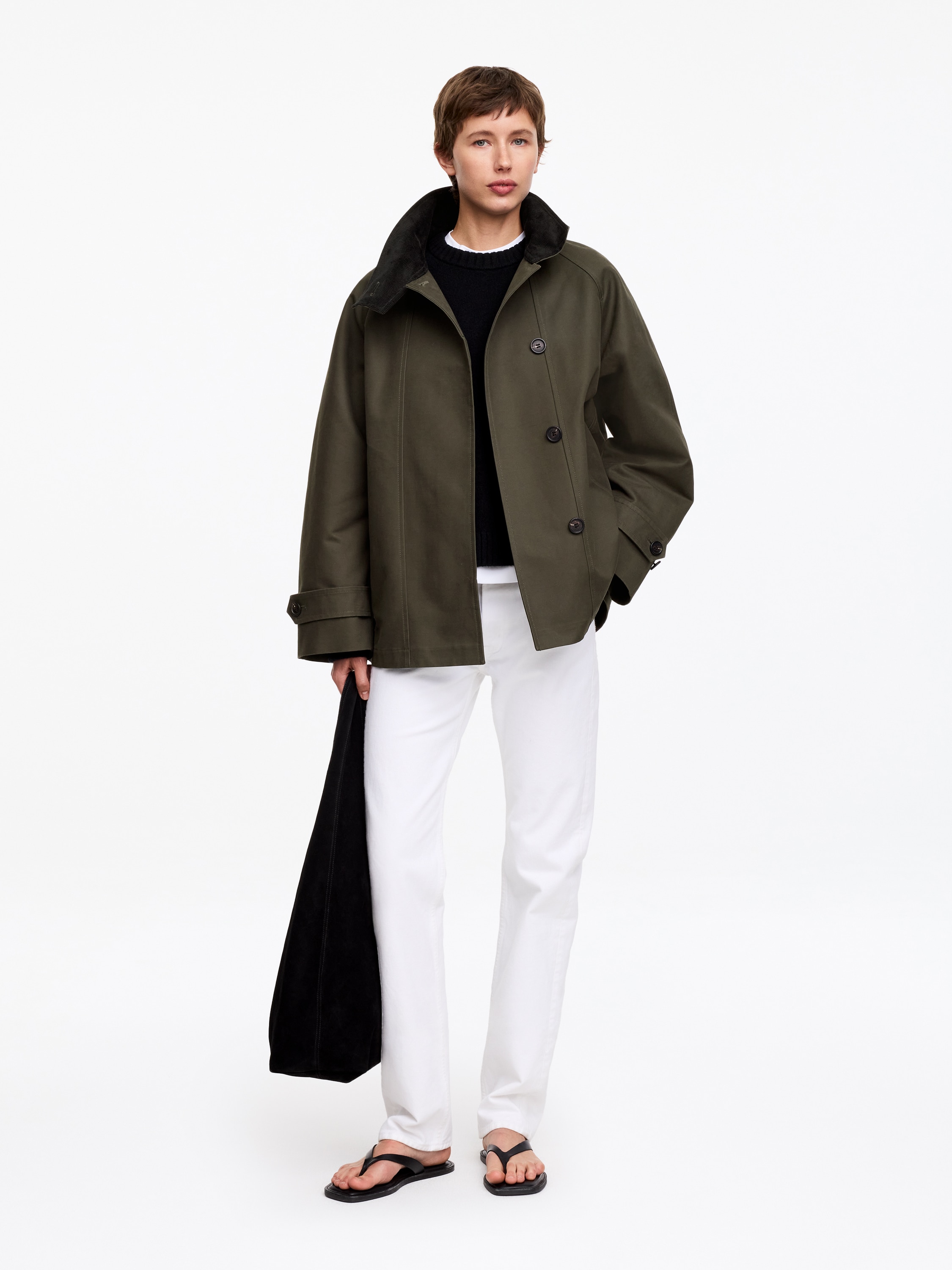 Lockere Baumwolljacke - Khaki/Dunkles Graubraun