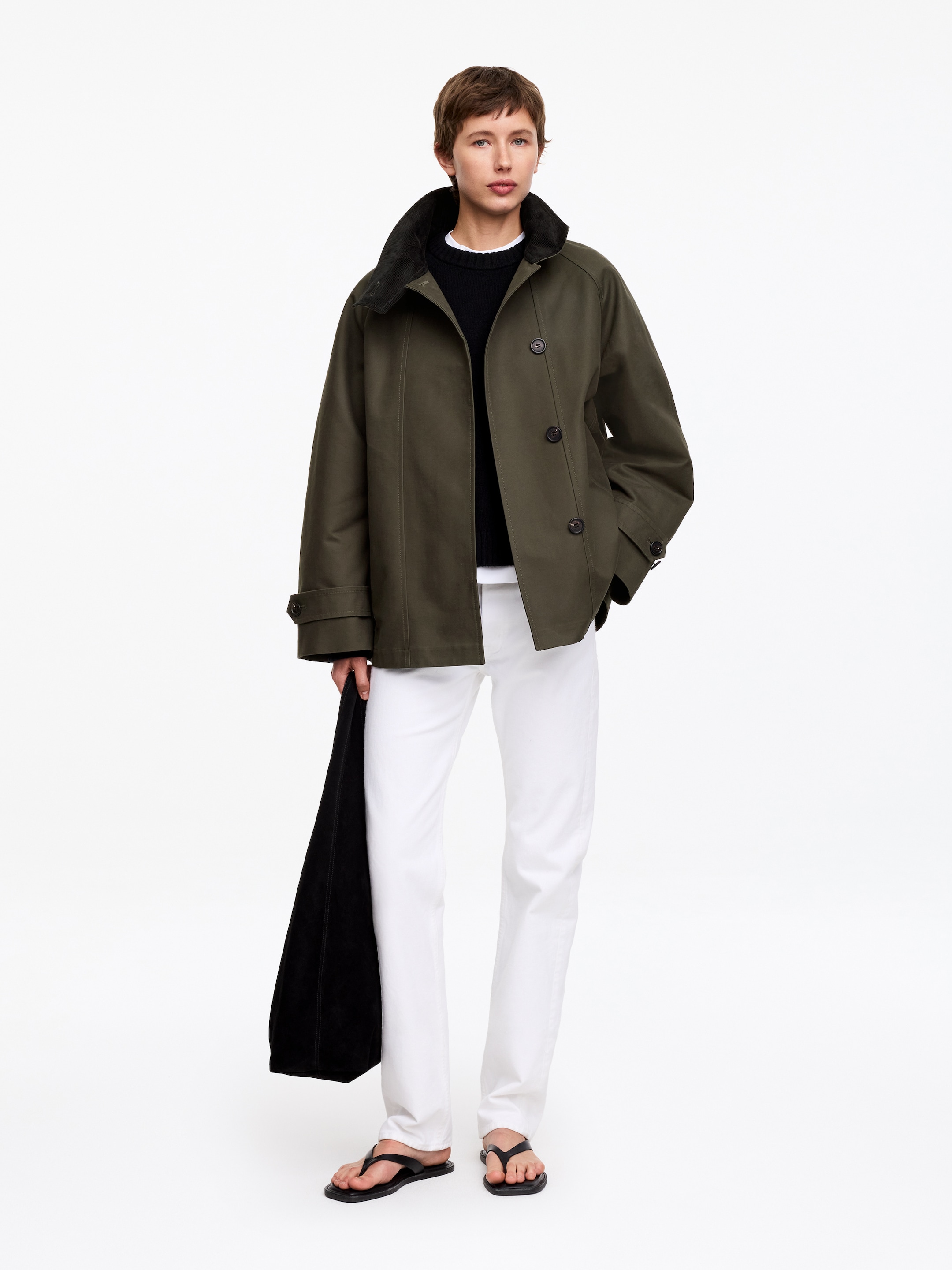 Relaxed Cotton Jacket - Khaki Green - Relaxed fit - women - StillMedia/Lookbook - 4