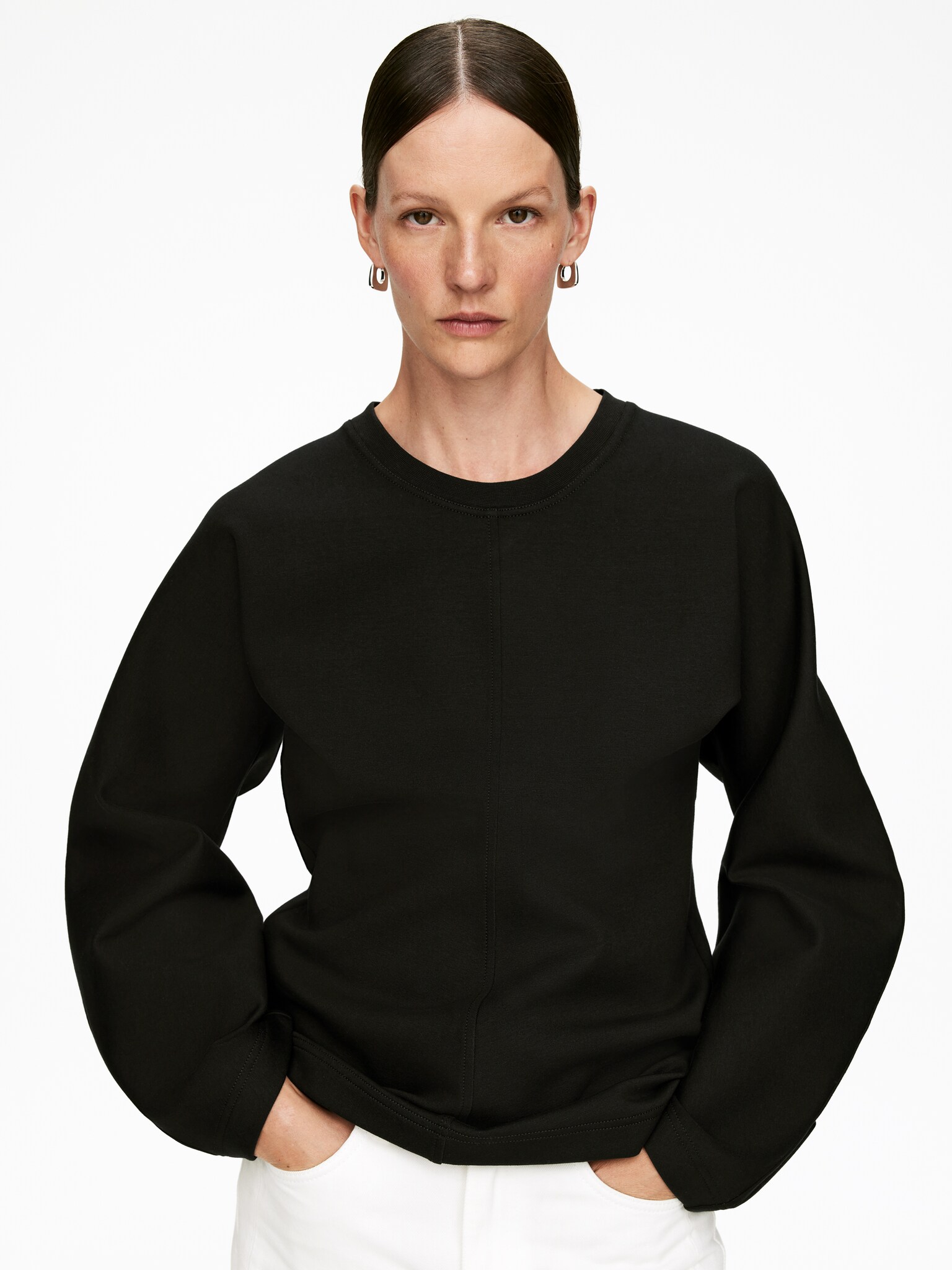 Sweatshirt met vleermuismouwen - Zwart - 4