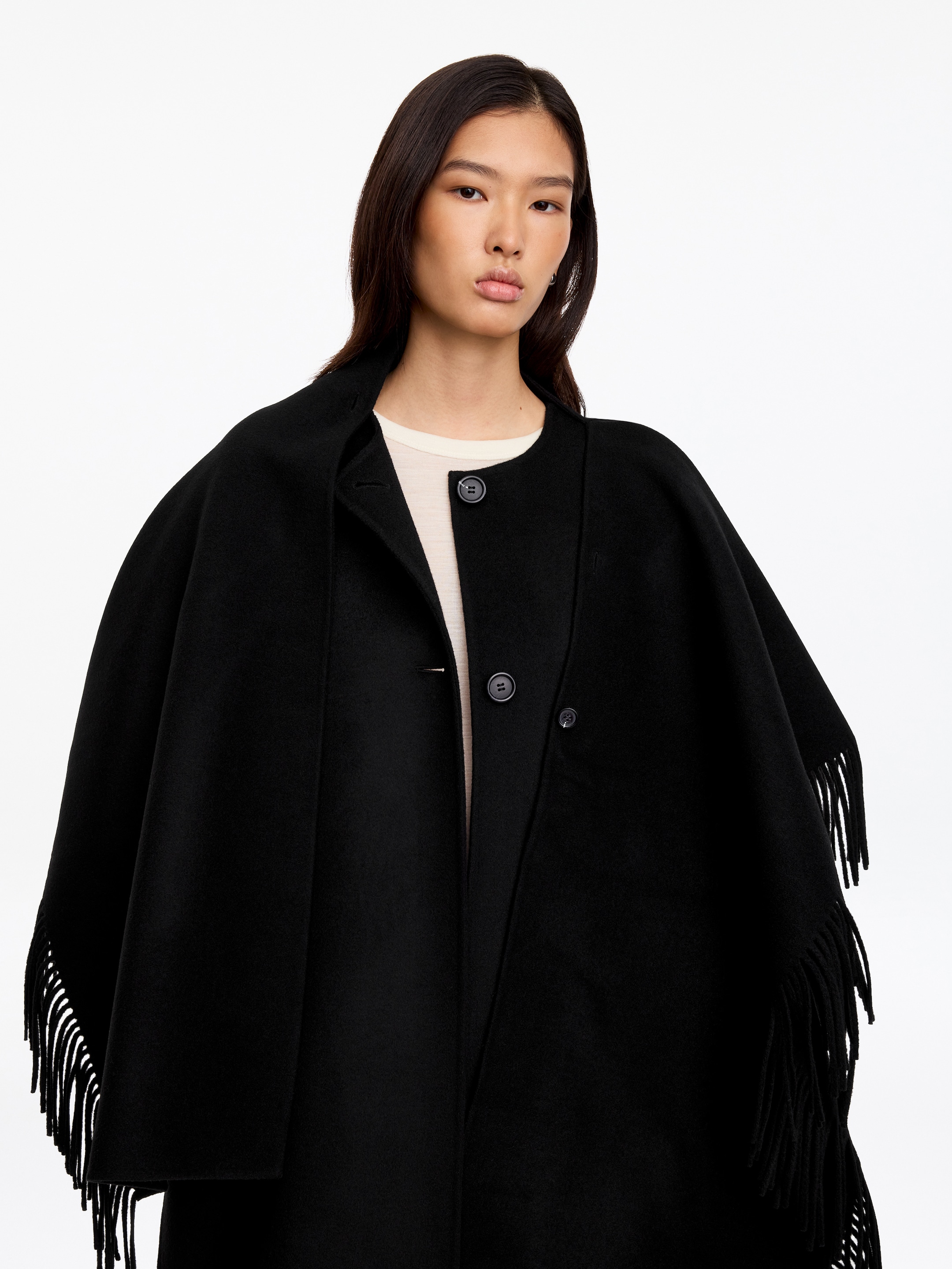 Cappotto a mantella in misto lana doppiata - Nero - Regular fit - women - StillMedia/Lookbook - 10