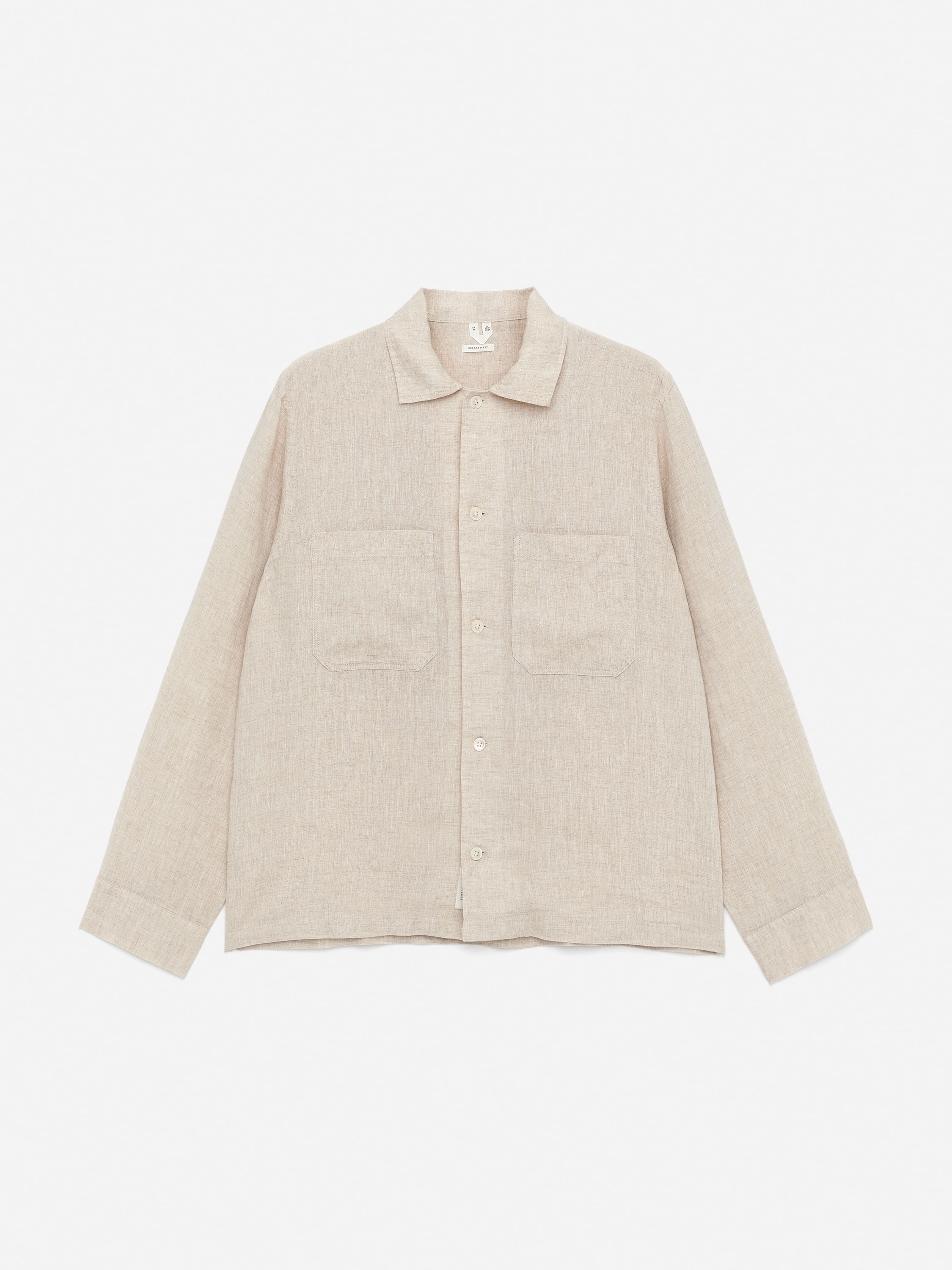 Relaxed Linen Shirt - Beige/Black