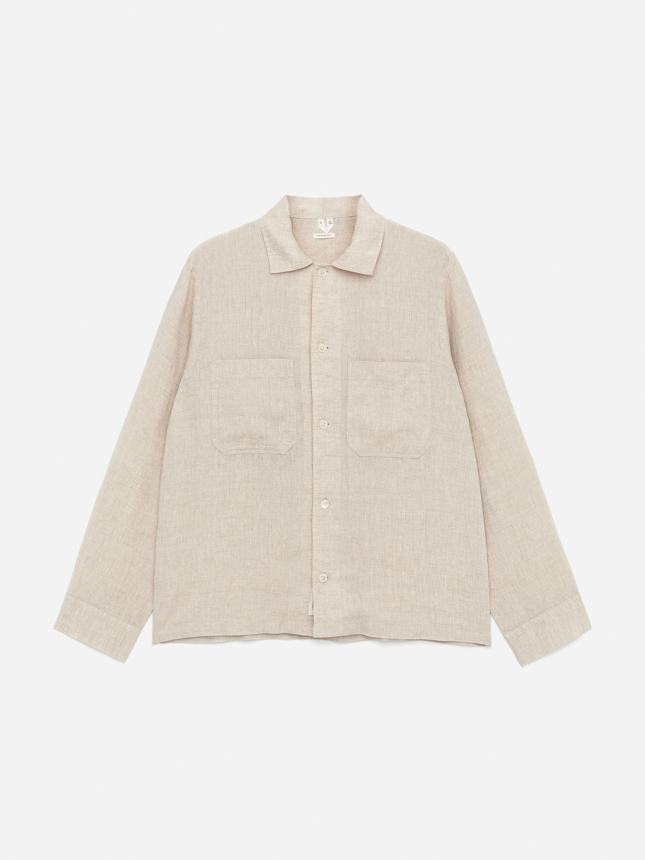 Relaxed Linen Shirt-#9D9681-15414