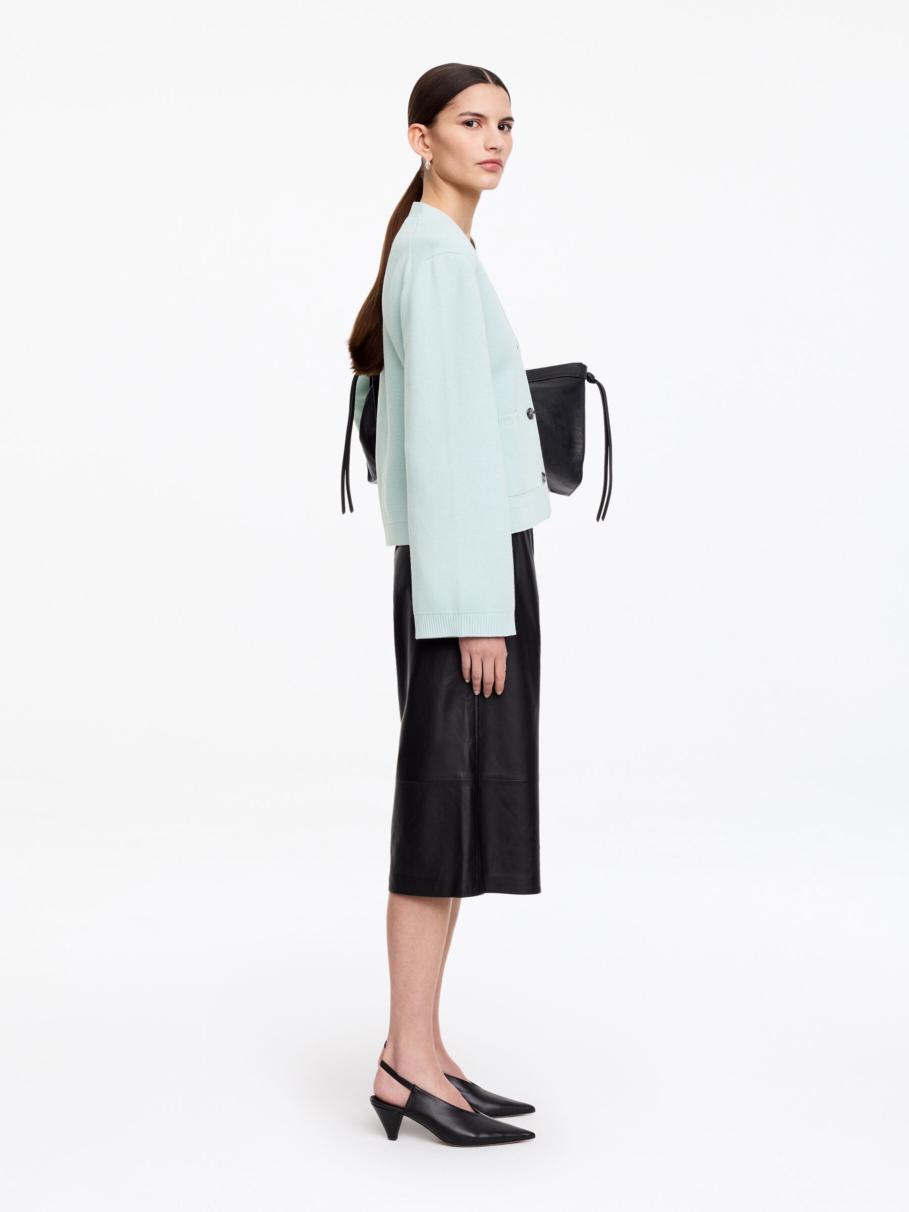 Bawełniany kardigan - Jasnoturkusowy - Luźny fason - Women - StillMedia/Lookbook - 5