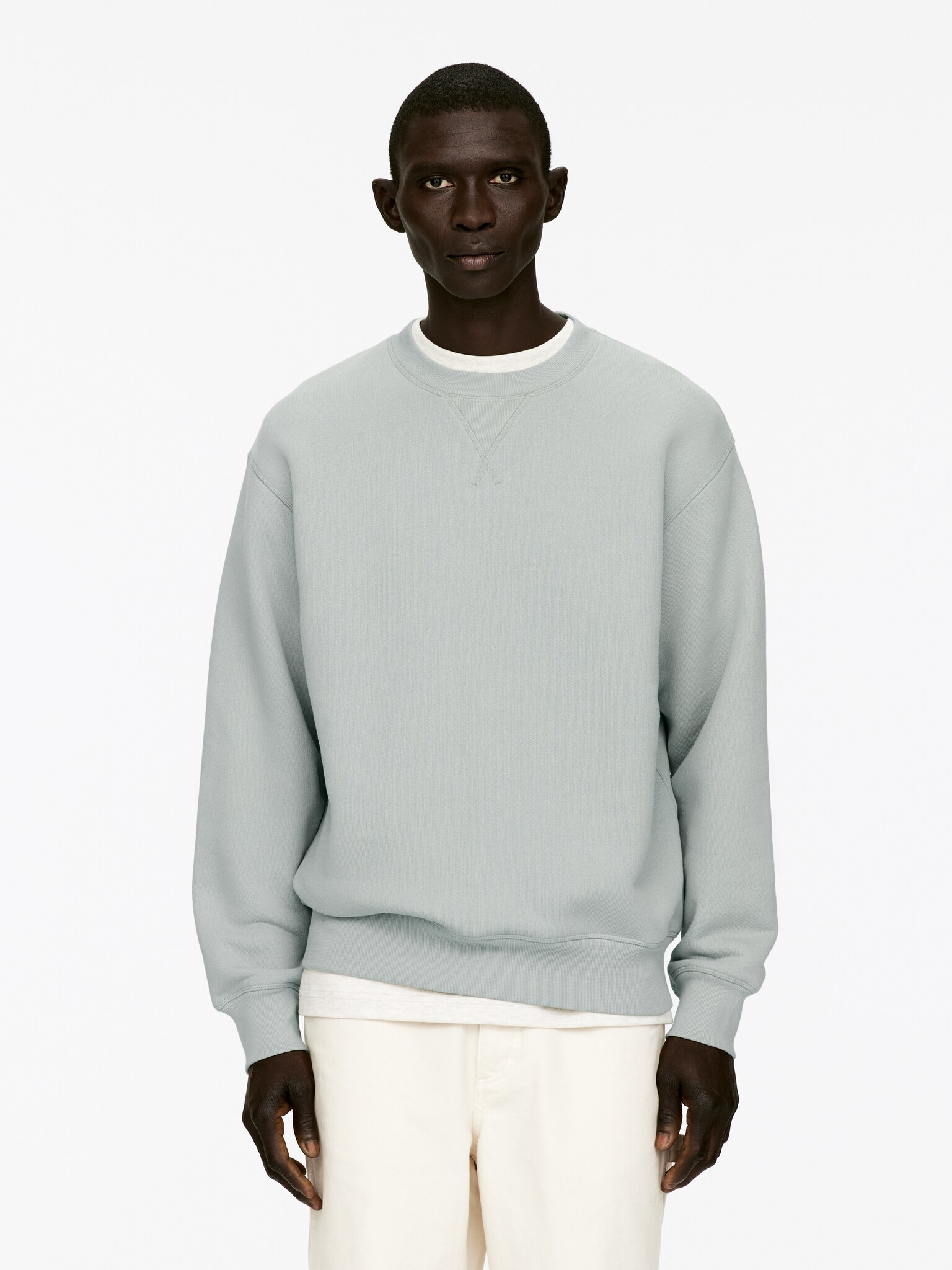 Sweat ample - Menthe poudrée/Gris chiné