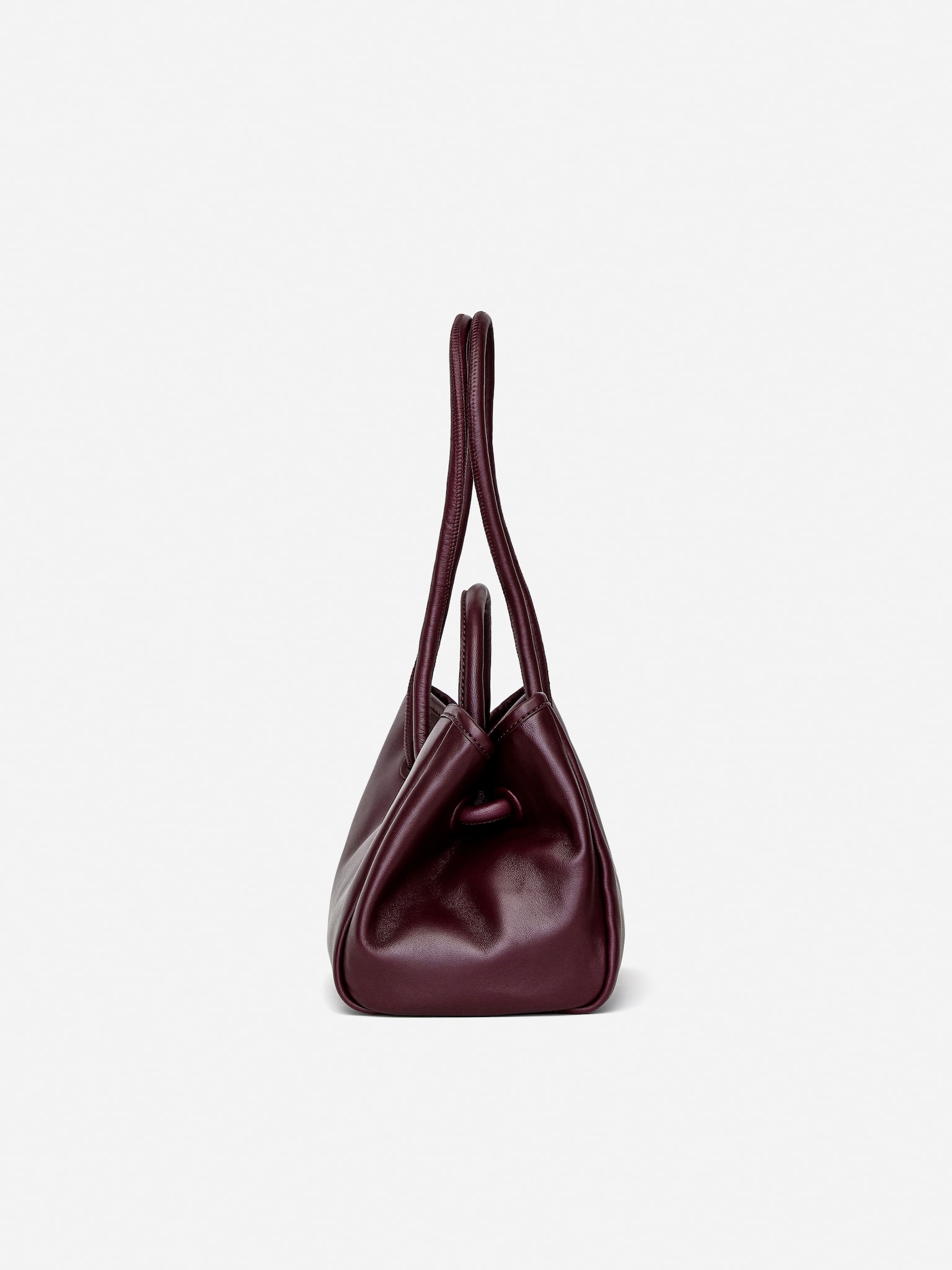 Crossbody Leather Bag - Dark Red - 3